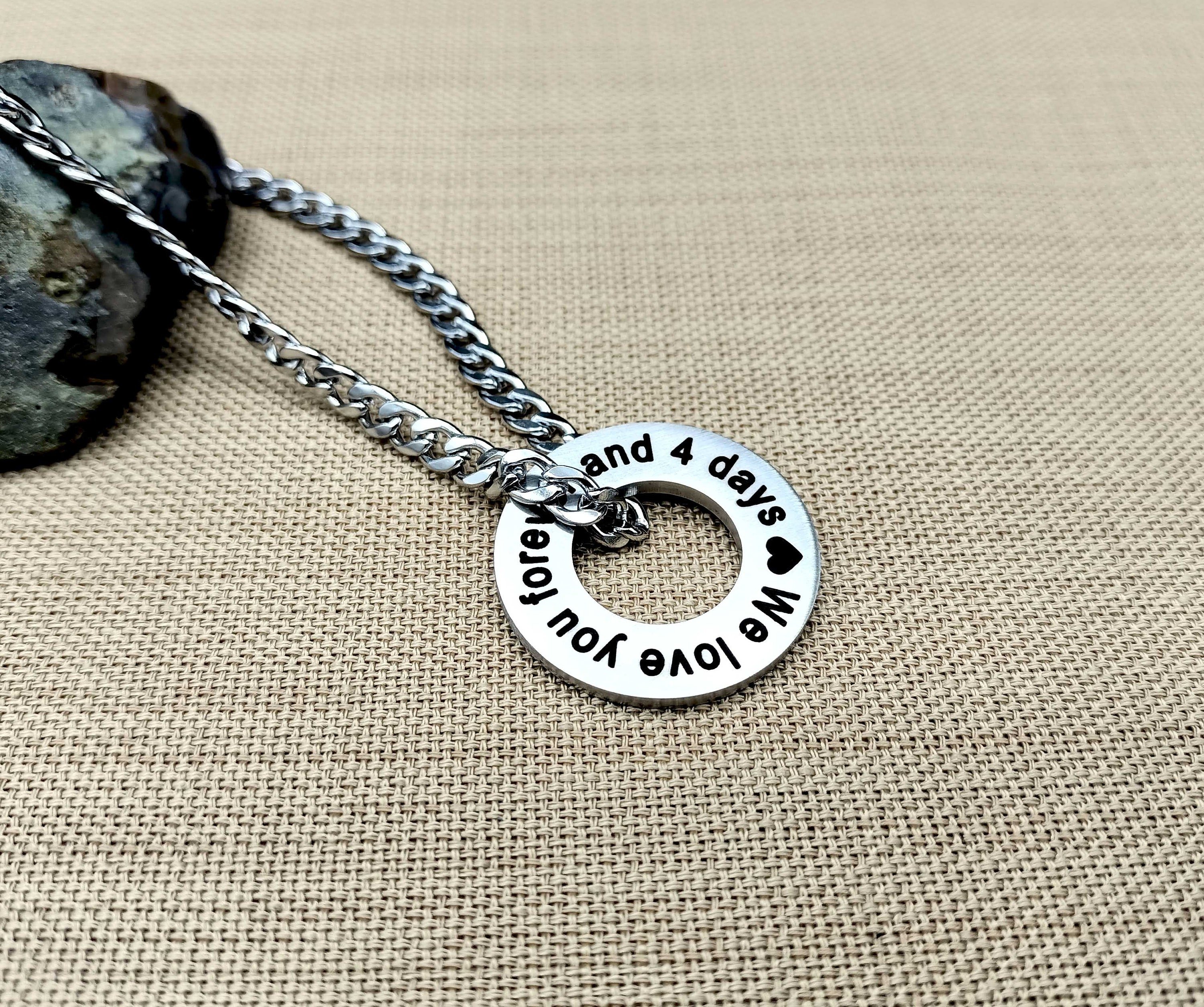 Coordinates Necklace for Men – Custom GPS Washer Necklace – Engraved Gift