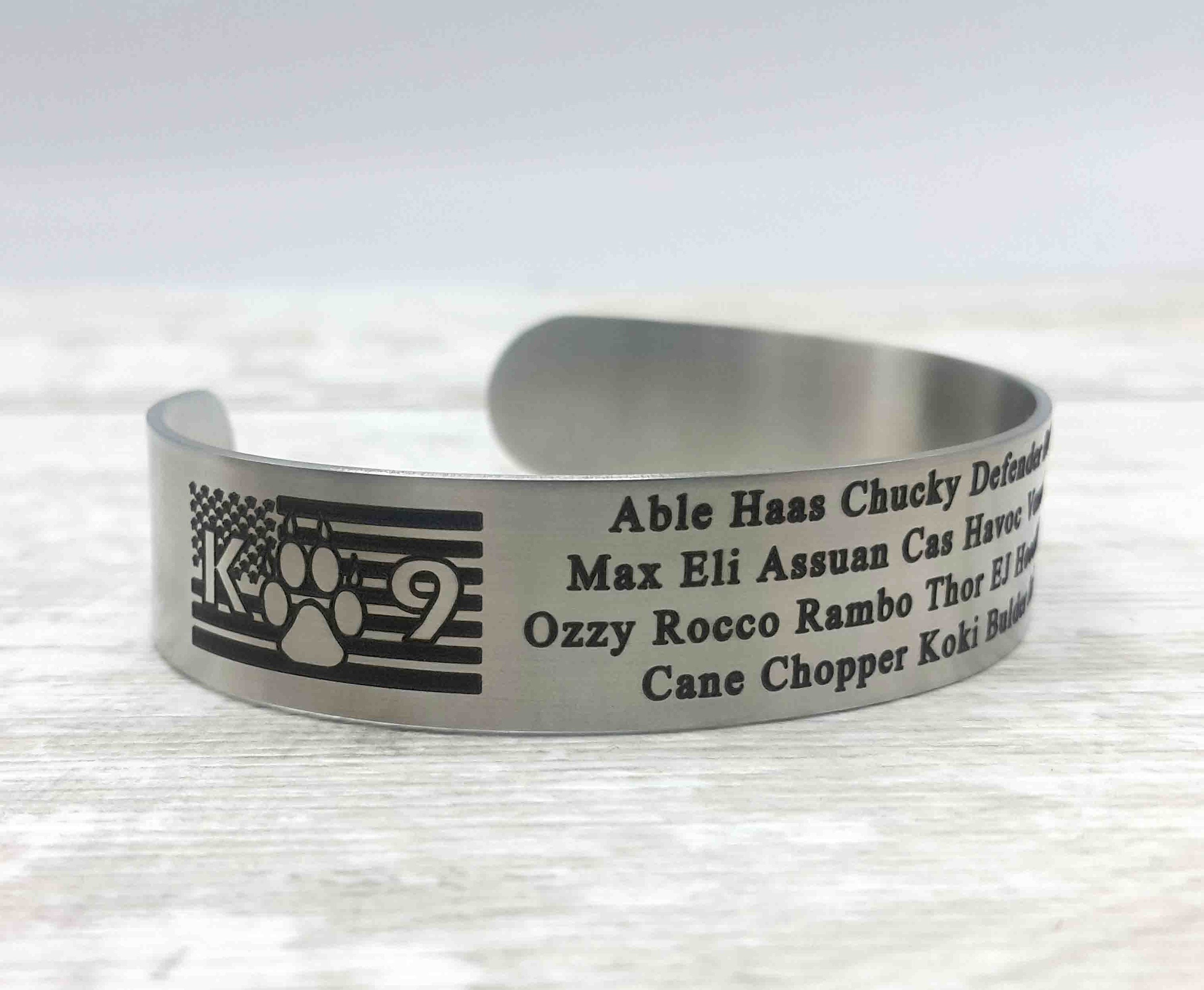 Personalized K9 Memorial Cuff • Stainless Steel Cuff • Fallen K-9 Dog • Honoring Fallen K9s • ODMP • Remembrance Bracelet