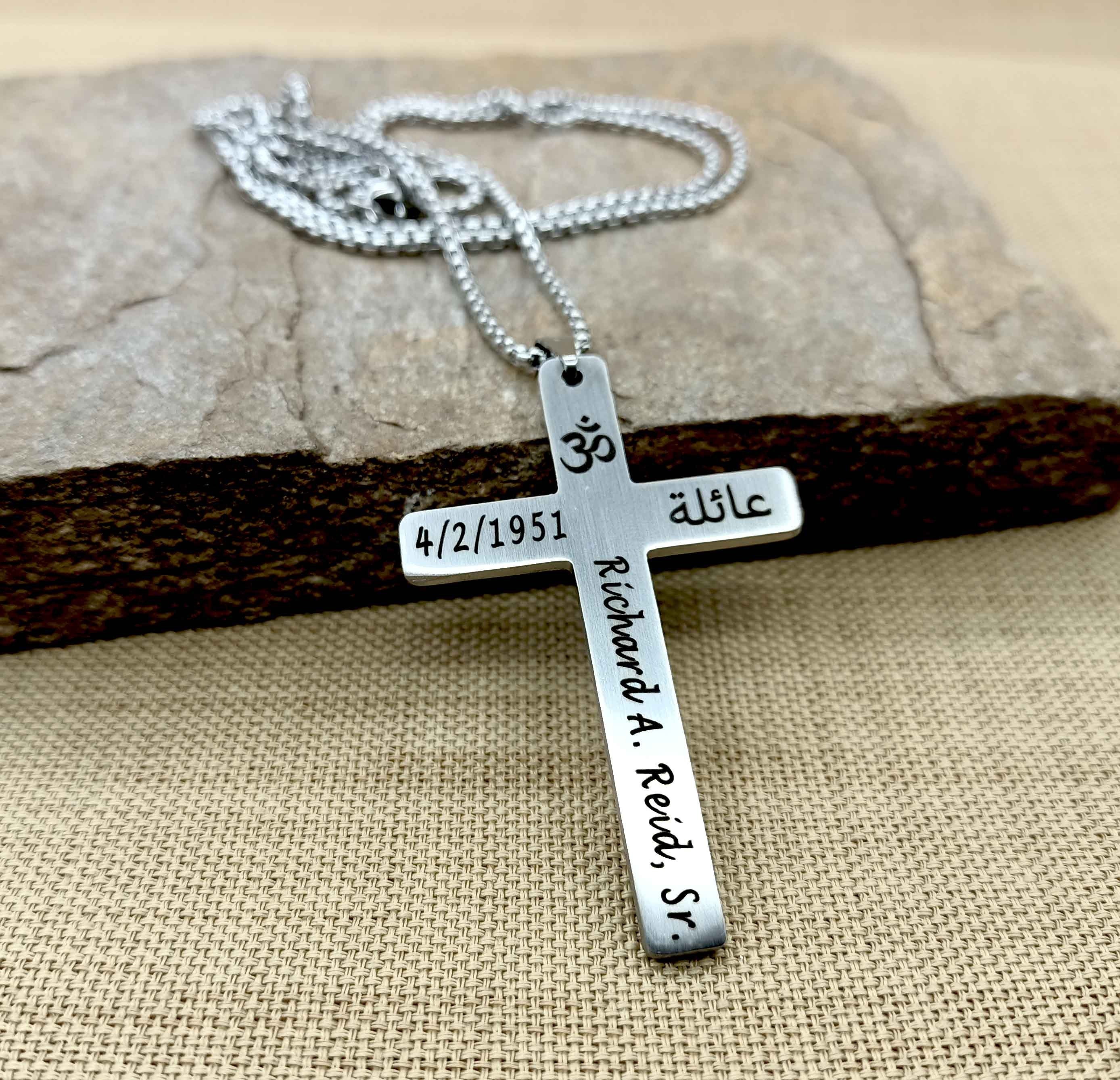 Christian Necklace Gifts for Friends, Customized Cross Necklace, Confirmation Gift for Men, Personalized Baptism Gift, Waterproof Necklace