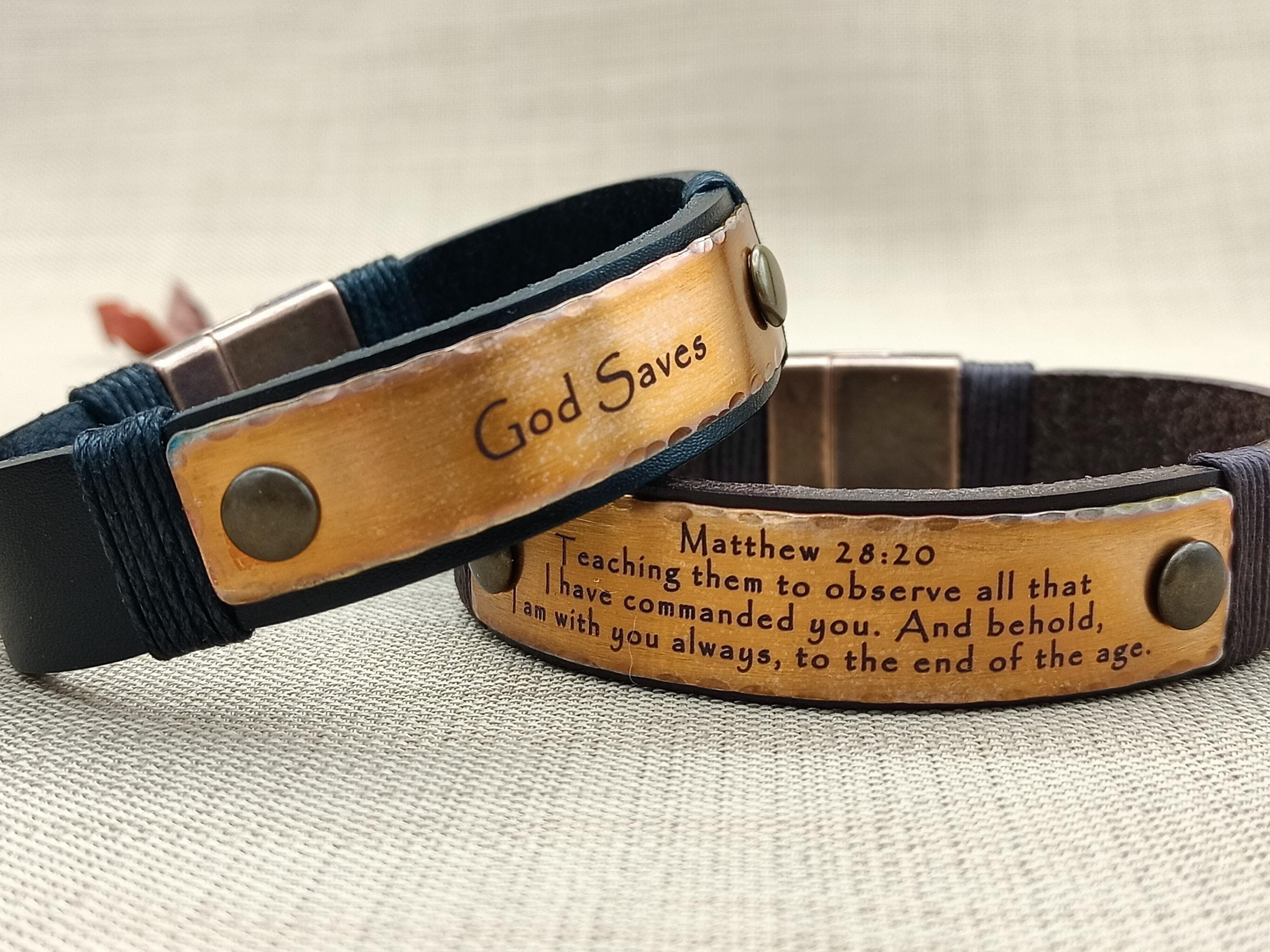 Customizable Personalized Bible Verse Bracelet - Engraved Scripture Bracelet - Copper Jewelry - Christian Gifts - Religious Gift for Mens