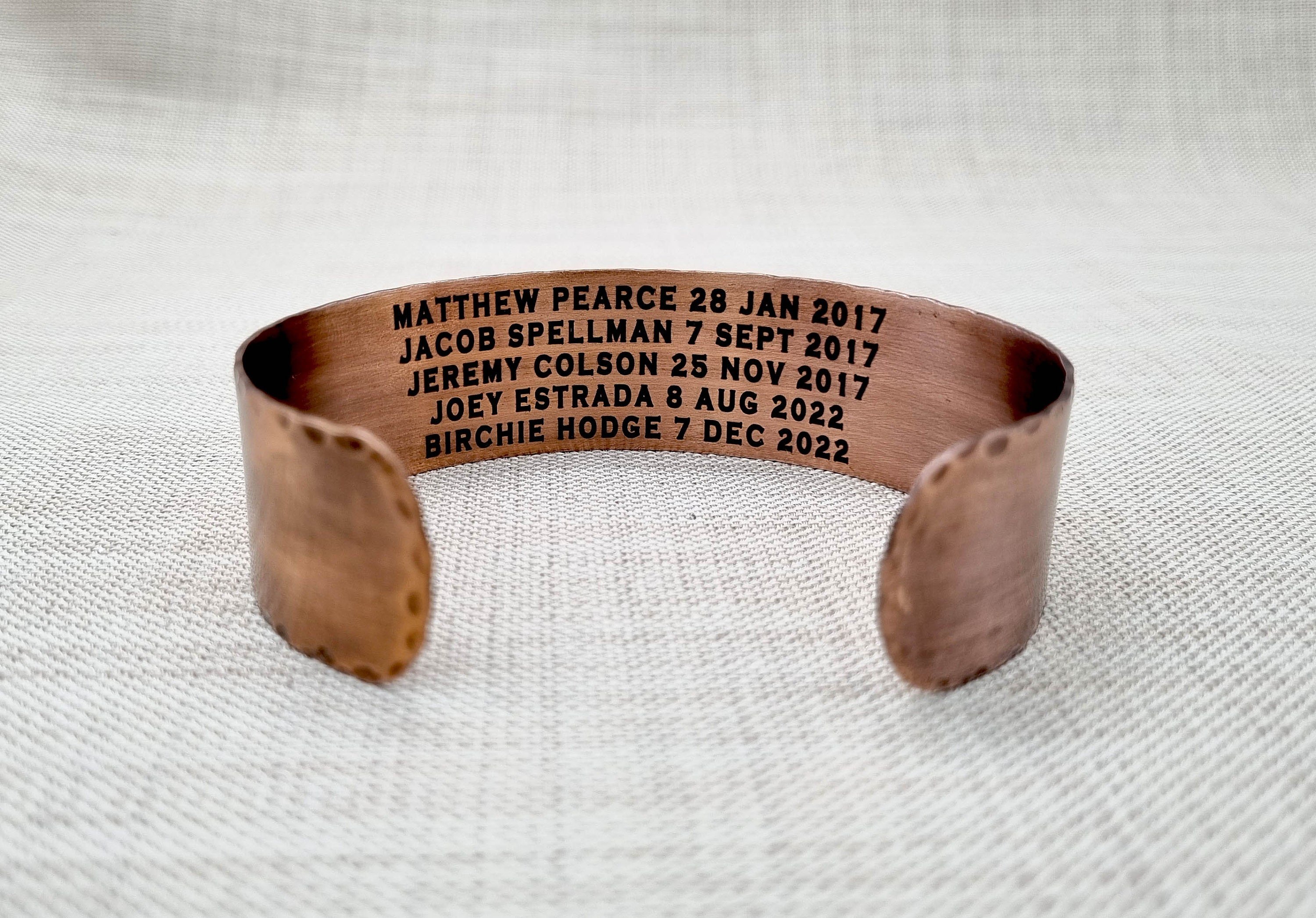 Personalized Wide Copper Military Memorial Bracelet