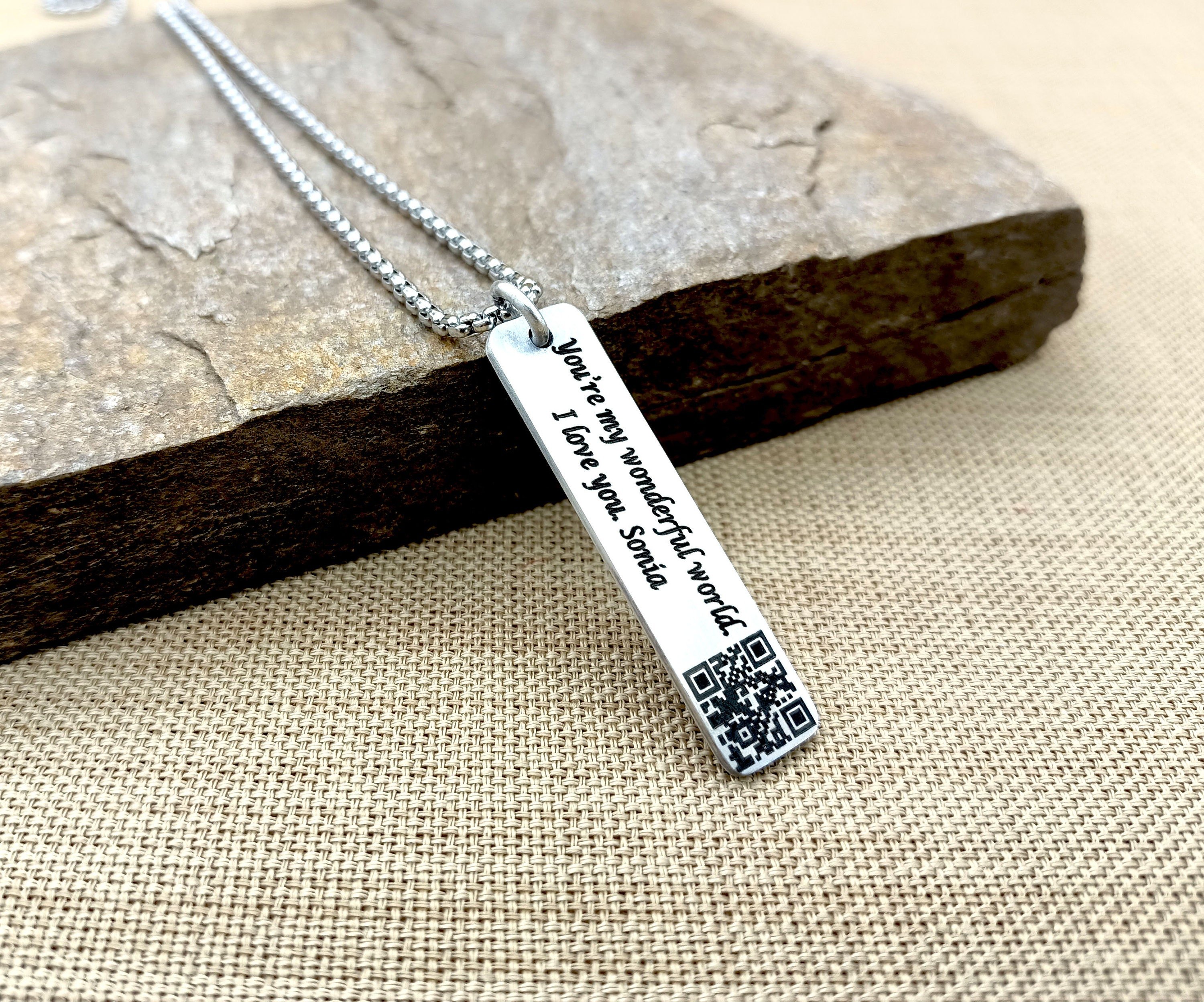 925 Silver QR Soundwave Necklace – Personalized Gift