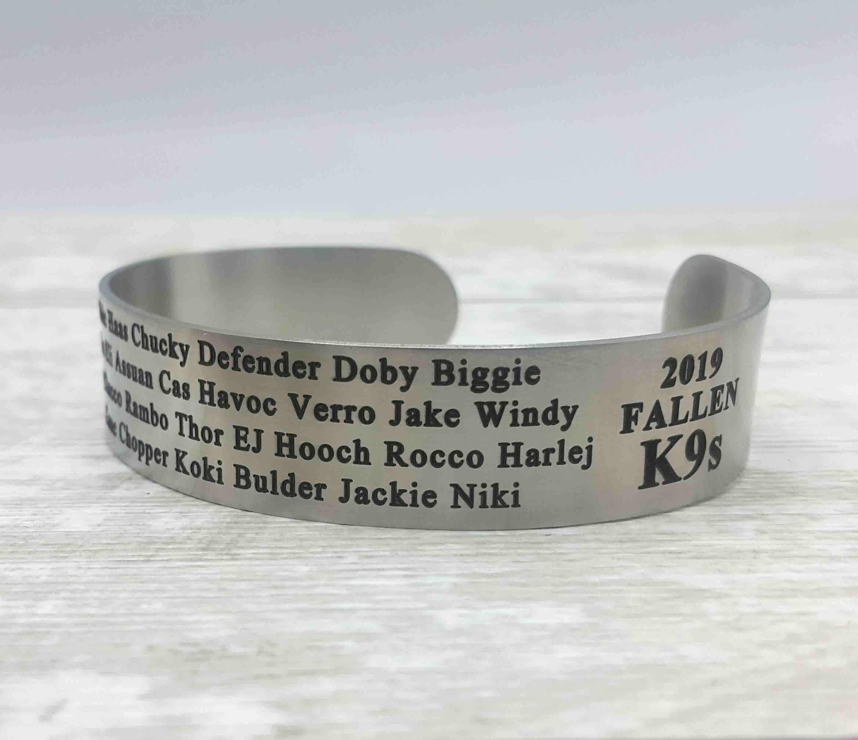 Personalized K9 Memorial Cuff • Stainless Steel Cuff • Fallen K-9 Dog • Honoring Fallen K9s • ODMP • Remembrance Bracelet