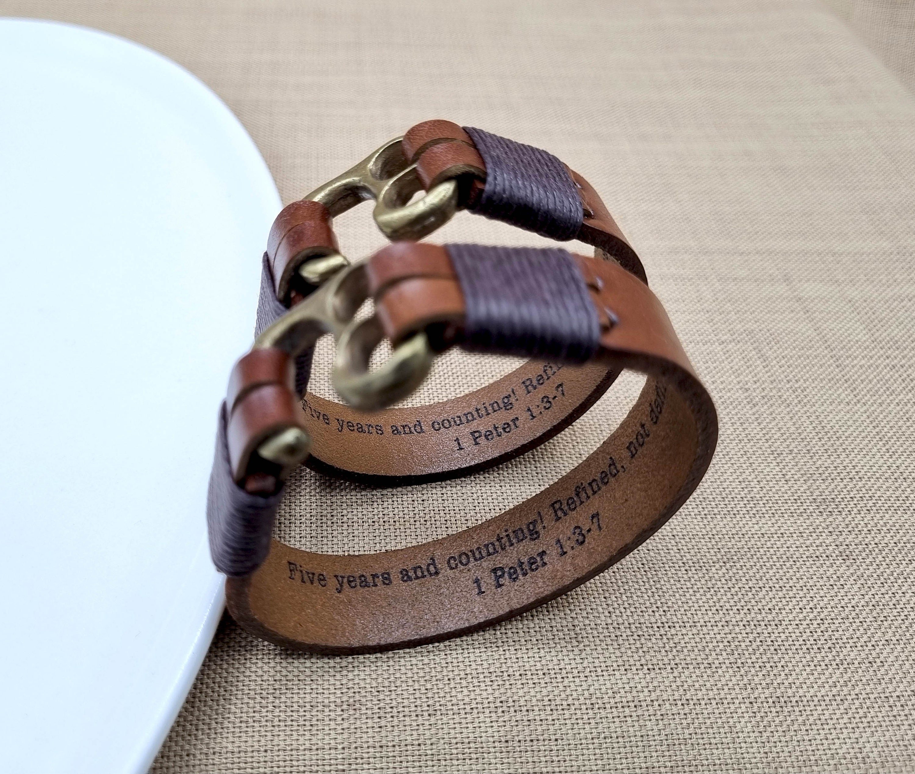 Personalized Bracelet for Mens - Custom Leather Gift - Secret Message - Actual Handwriting or Text Message Engraved Leather Bracelet