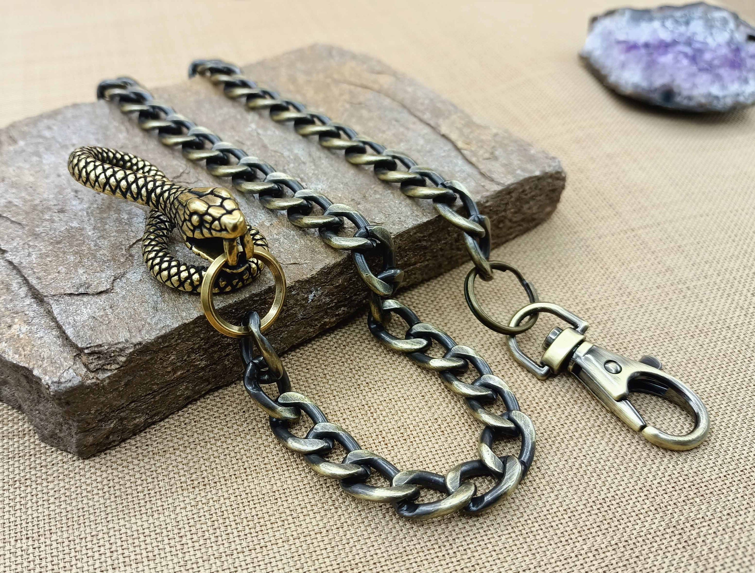 Bronze Snake Hook Wallet Chain, Flat Safety Wallet Chain, Mens Accessories, Trouser Wallet Chain, Gift for Men