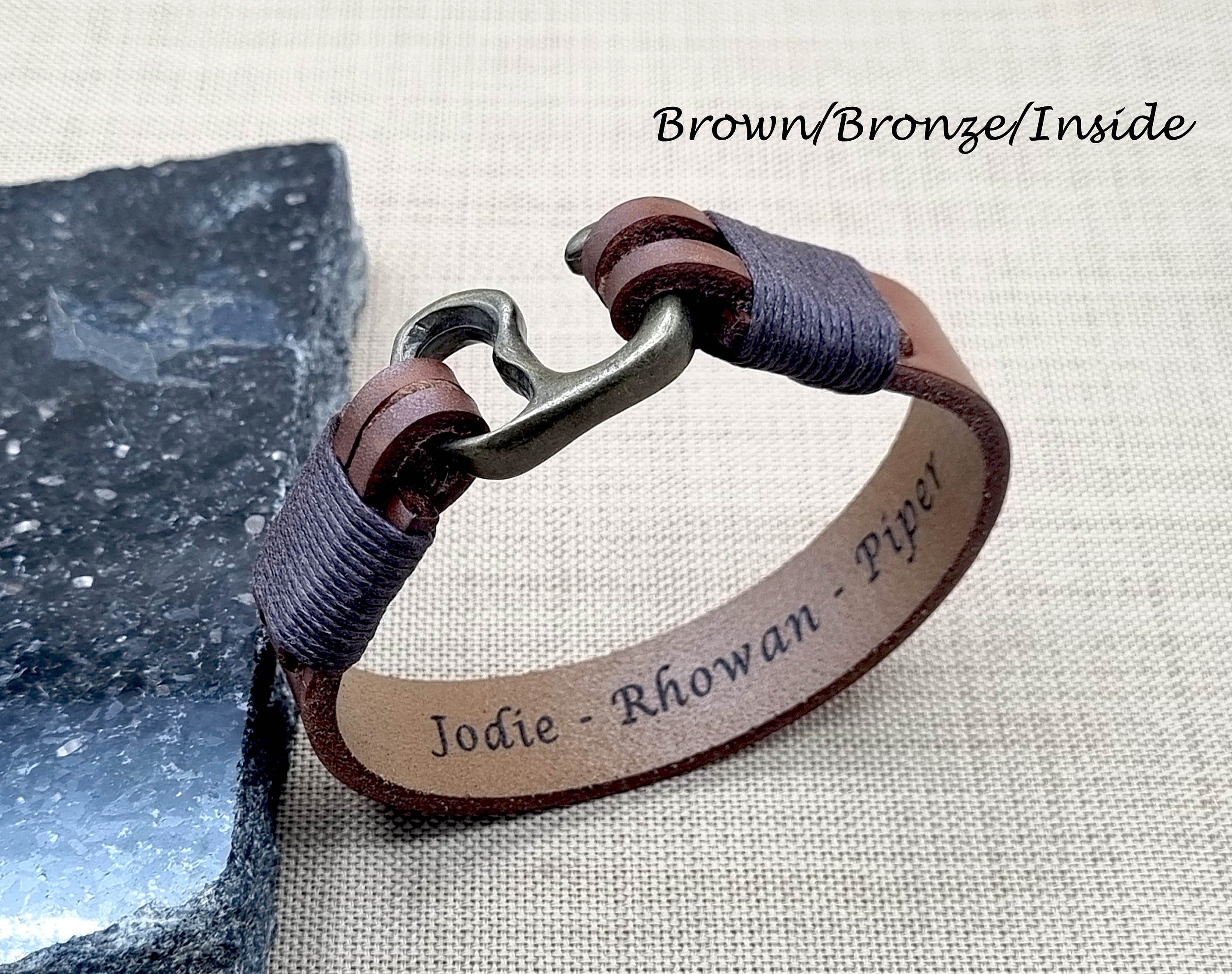 Personalized Bracelet for Mens - Custom Leather Gift - Secret Message - Actual Handwriting or Text Message Engraved Leather Bracelet