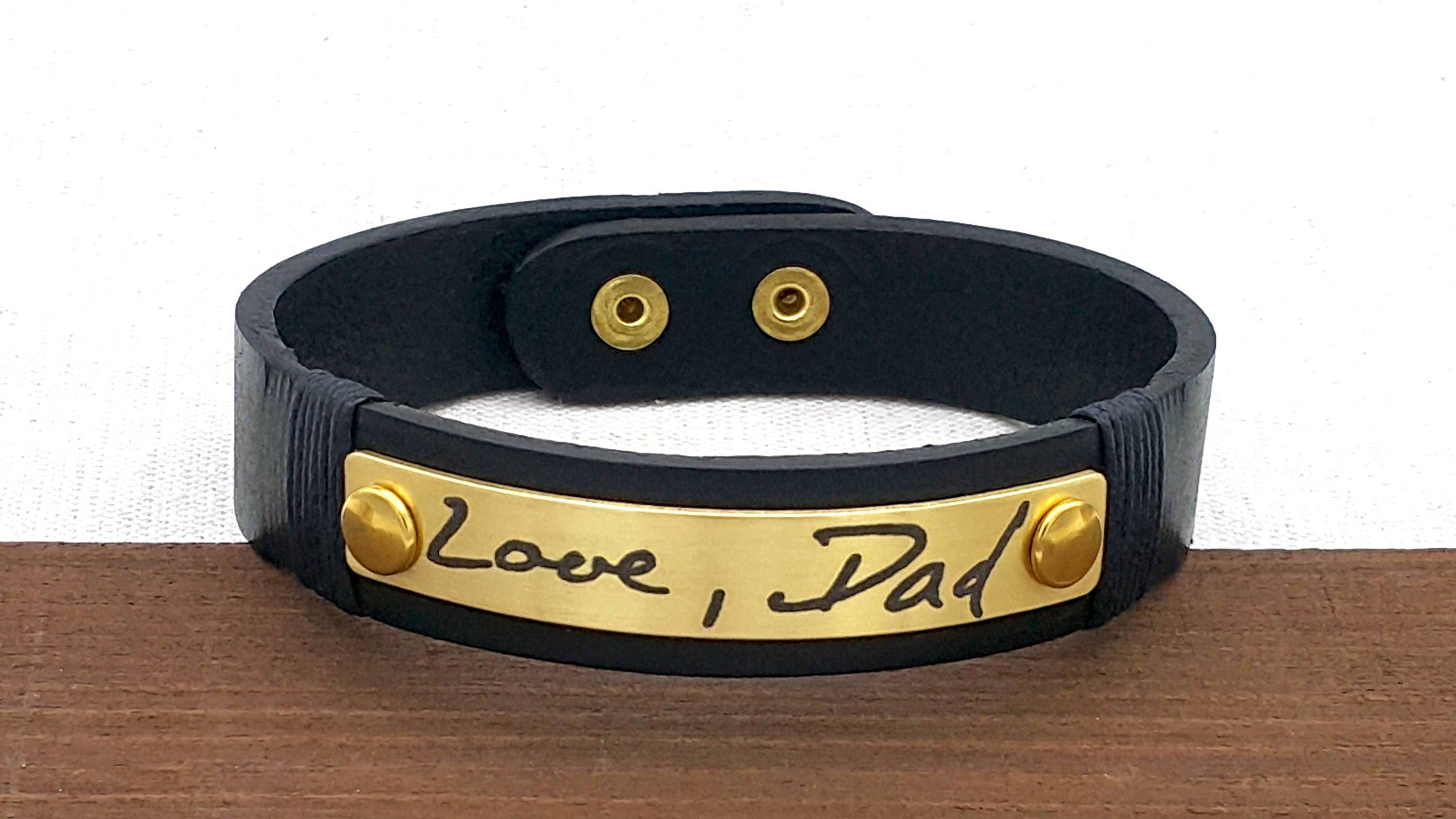 Actual Handwriting Leather Bracelet • Signature Bracelet • Memorial Keepsake Gift • Handwriting Bracelet • Customized Gift for Mens