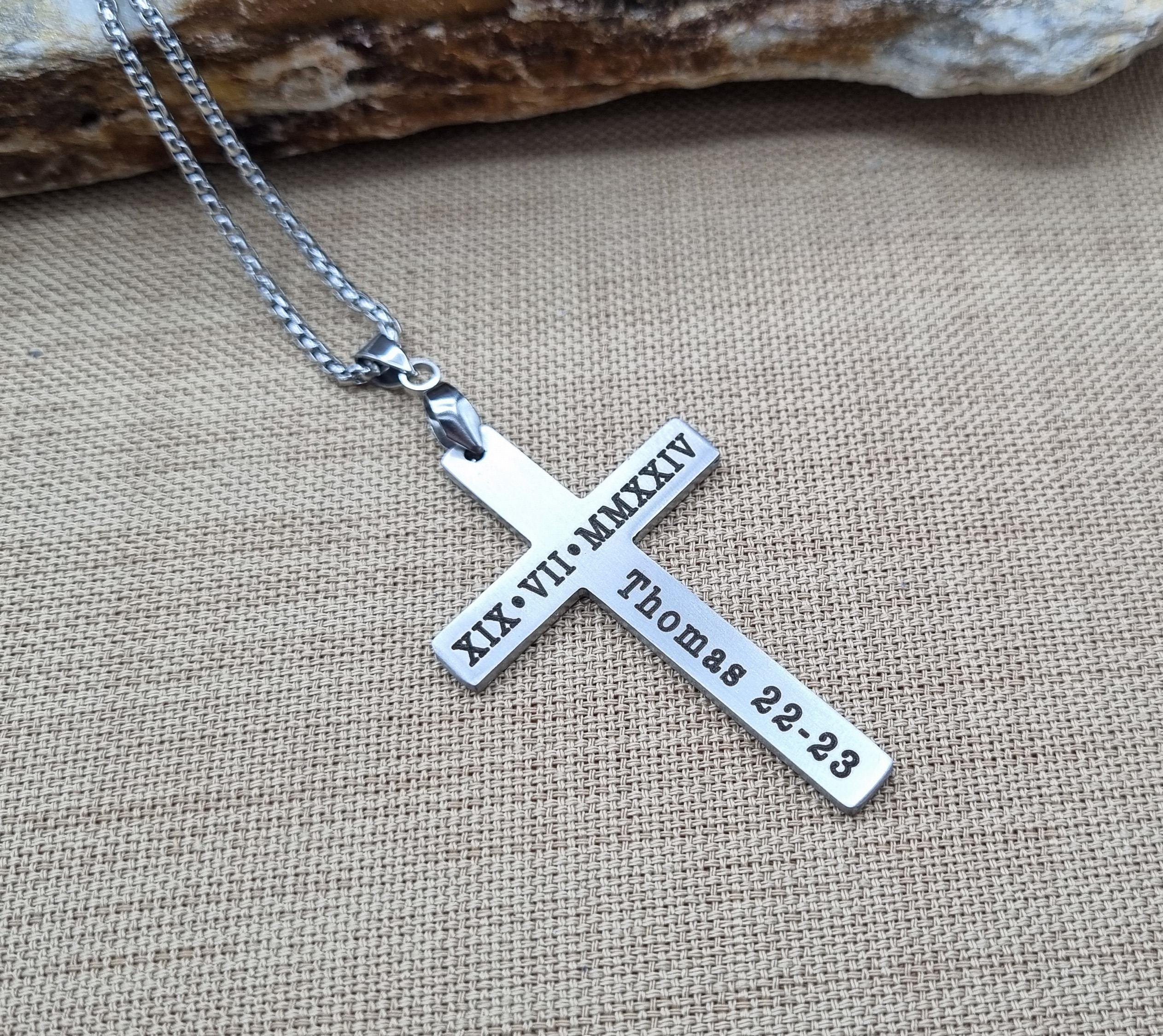 Christian Necklace Gifts for Friends, Customized Cross Necklace, Confirmation Gift for Men, Personalized Baptism Gift, Waterproof Necklace