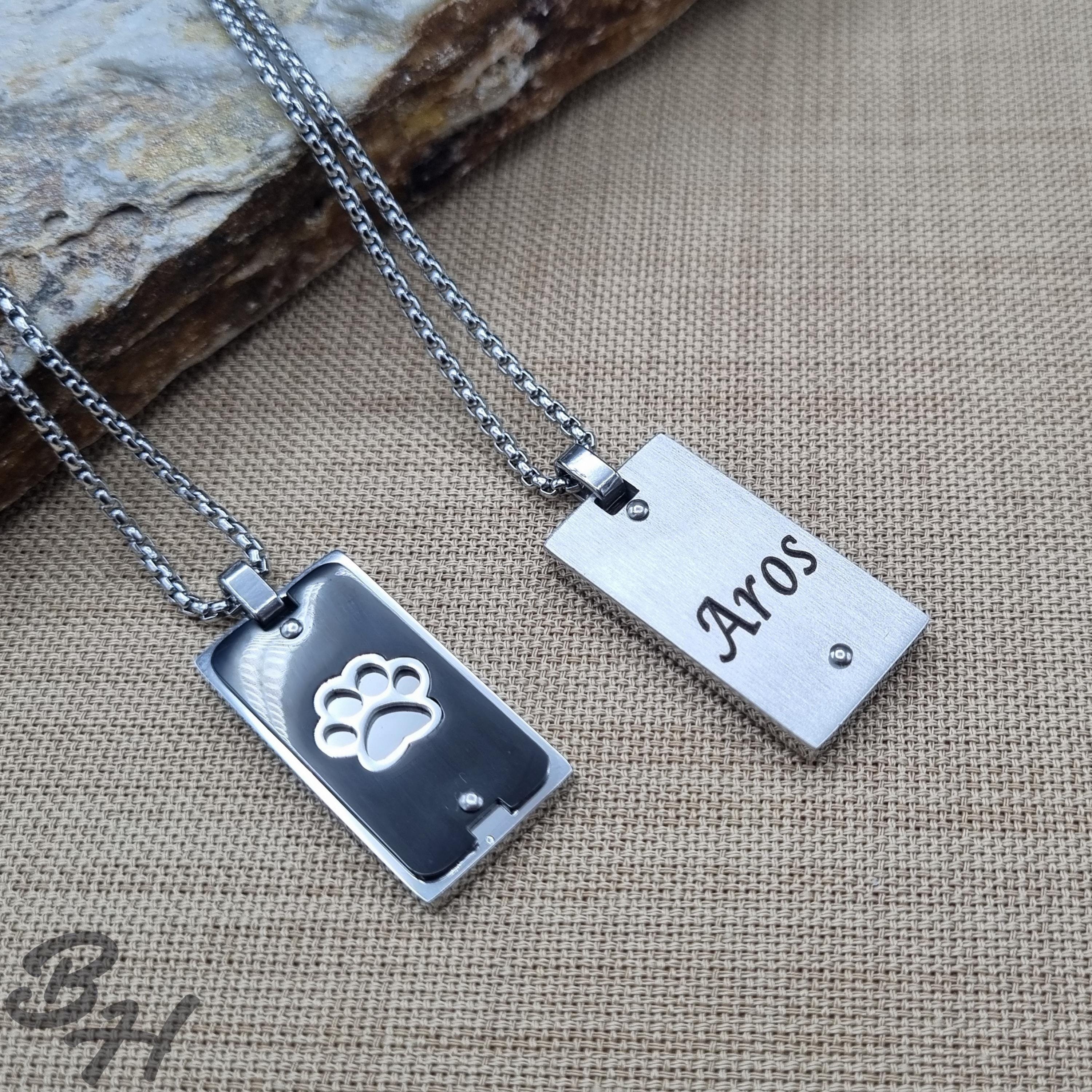 Custom Paw Print Pendant in Stainless Steel Necklace Gift for Men, Ideal Pet Lovers Gift – Personalized and Durable Design, Mens Necklace