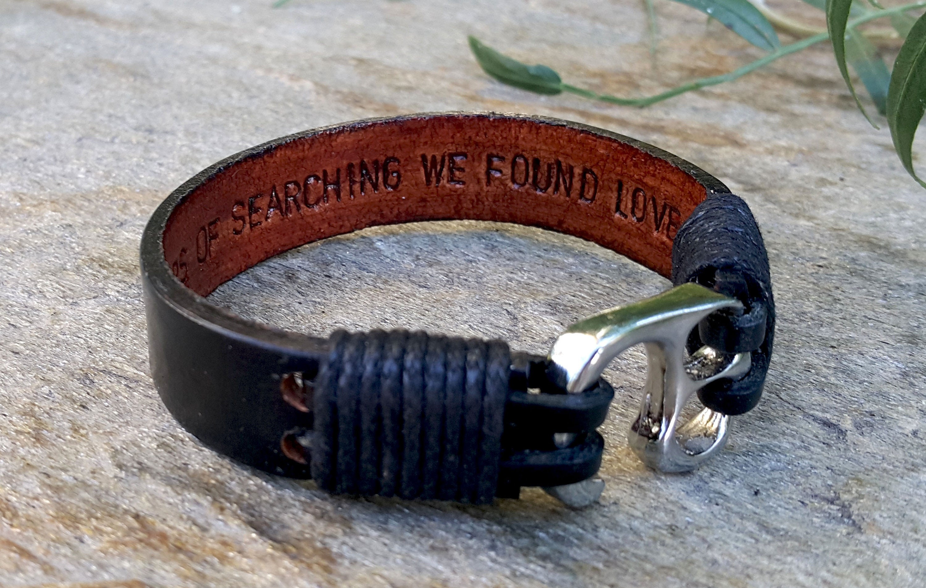 Personalized Bracelet for Mens - Custom Leather Gift - Secret Message - Actual Handwriting or Text Message Engraved Leather Bracelet
