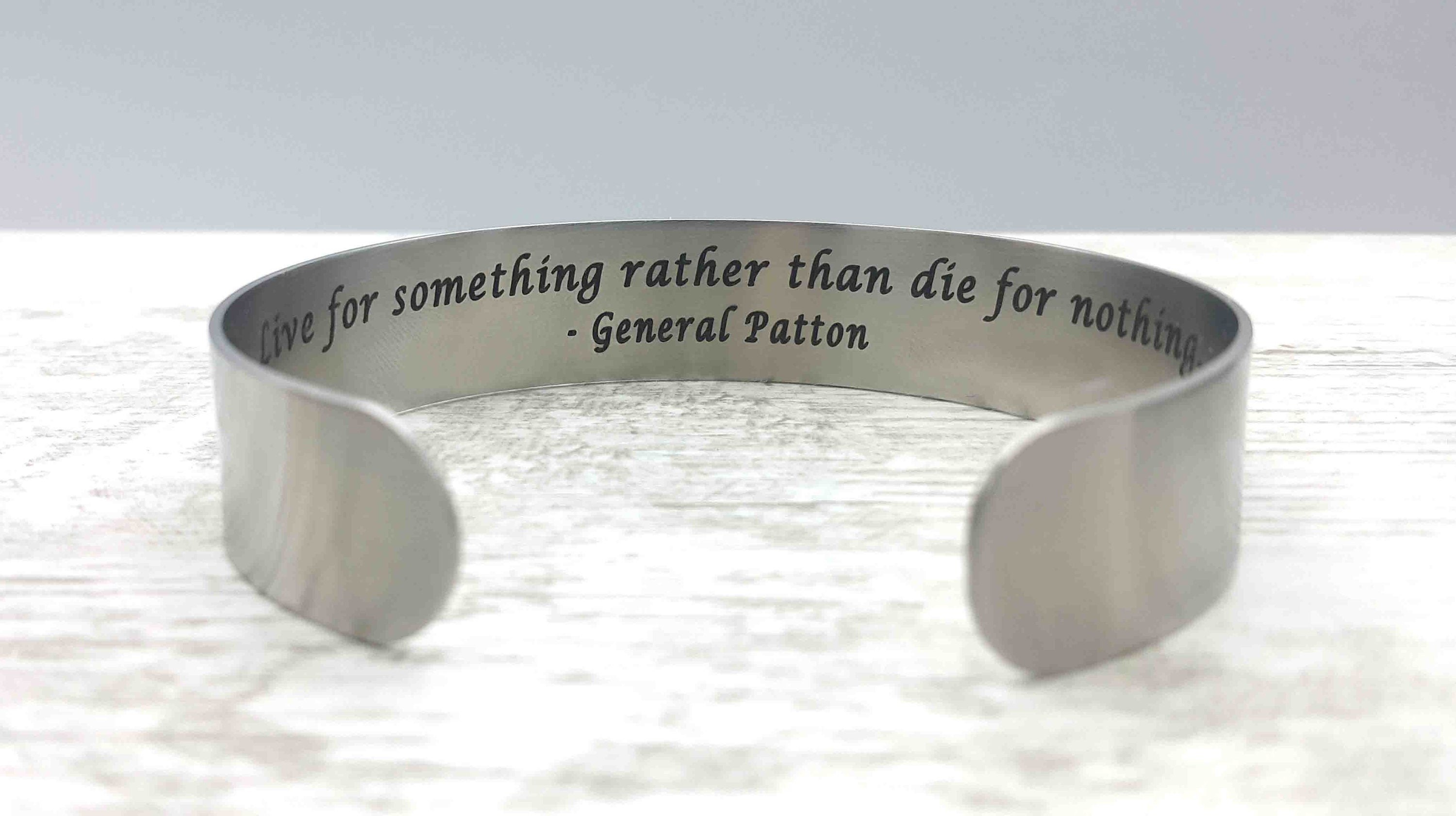 Personalized Stainless Steel Military Memorial Cuff Bracelet