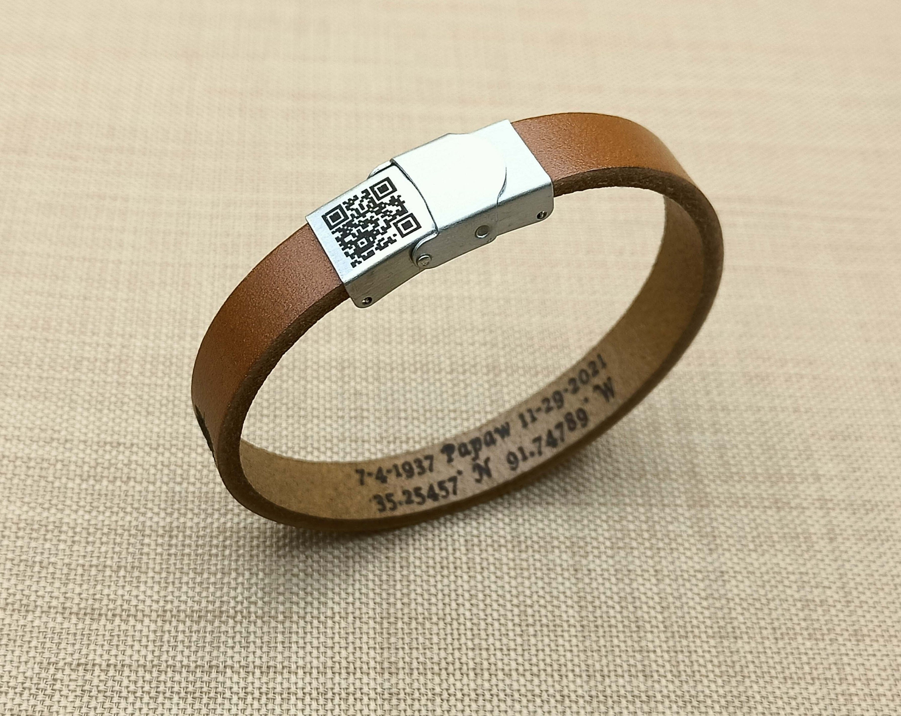 Personalized Soundwave + QR Code Bracelet, Voice Recording, Video, Song, Heartbeat, Custom Leather Bracelet, Unique Wedding Gifts for Couple