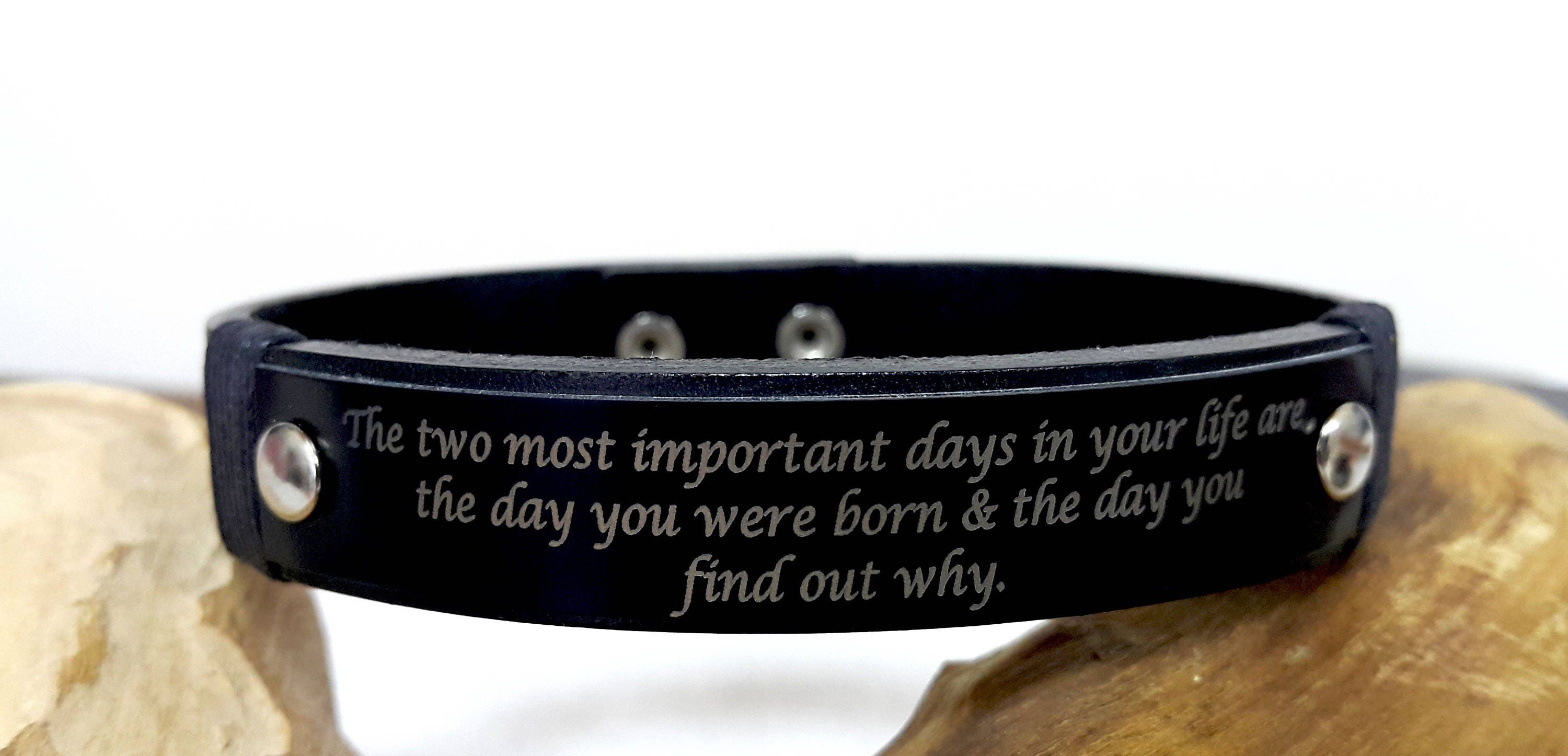Custom Coordinates Leather Bracelet for Him | Latitude and Longitude Engraving
