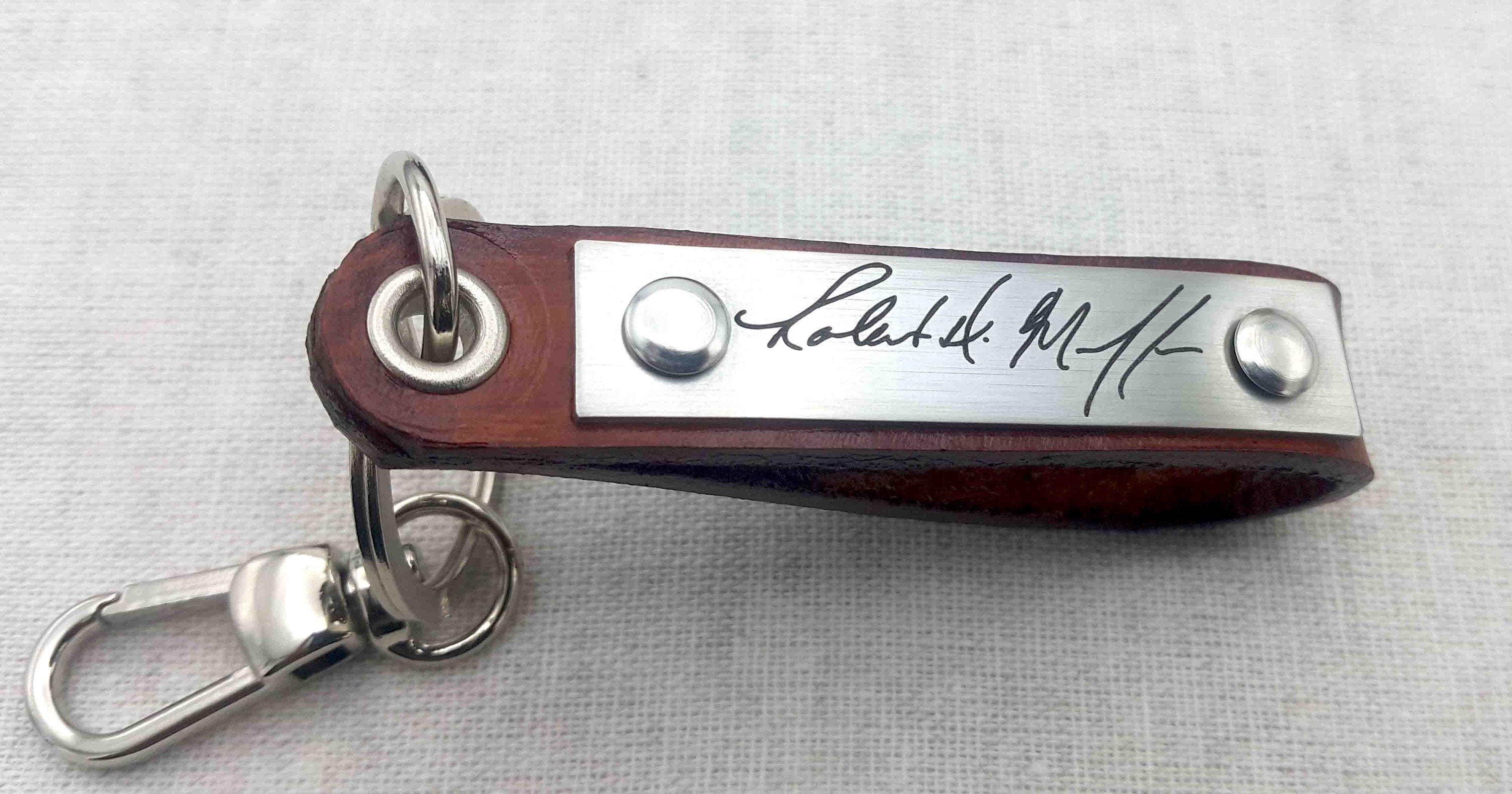Personalized Handwriting & Voice Keychain – Leather Gift