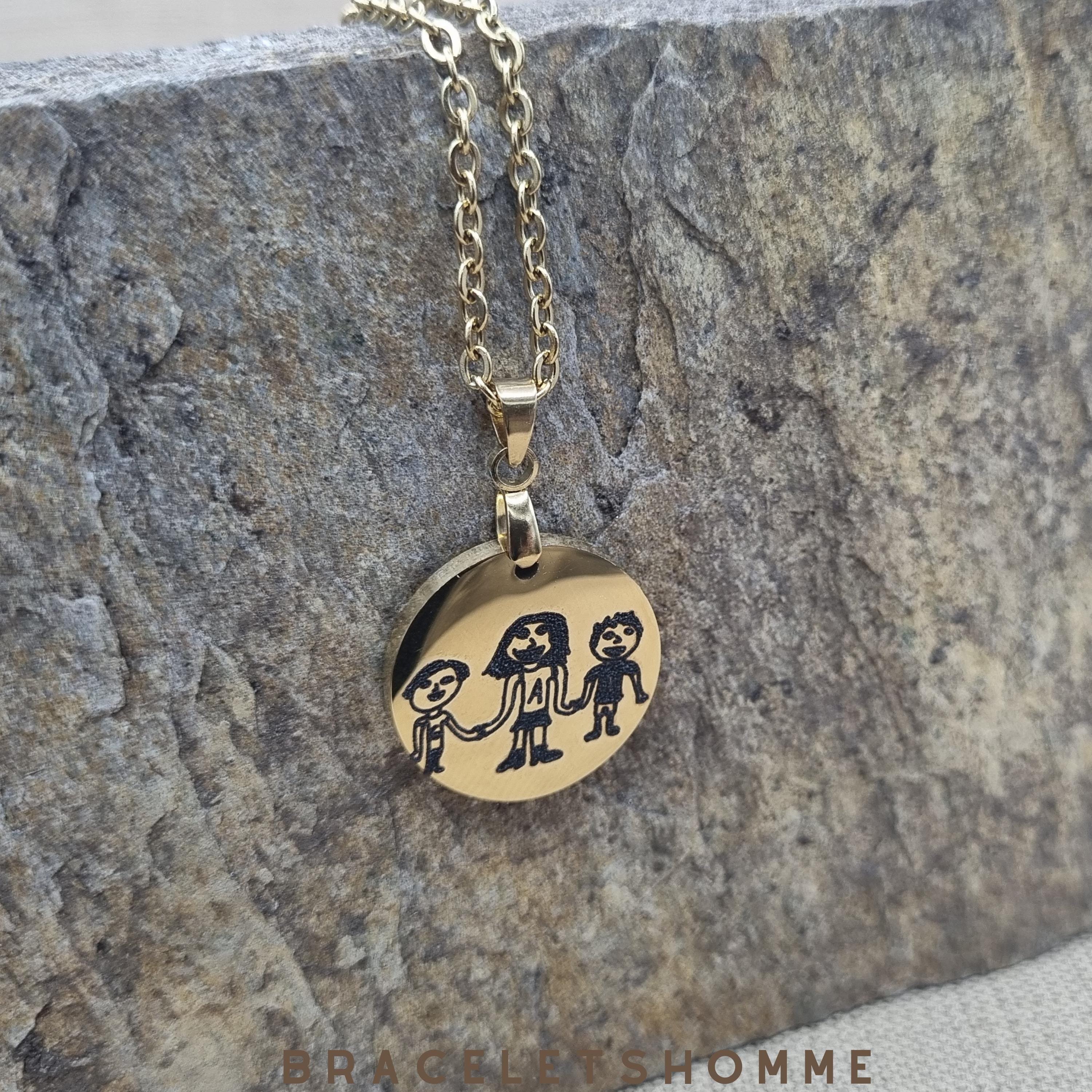 Actual Artwork Necklace, Actual Handwriting Necklace, Custom Kid's Handwriting Necklace, Kid's Drawing Necklace