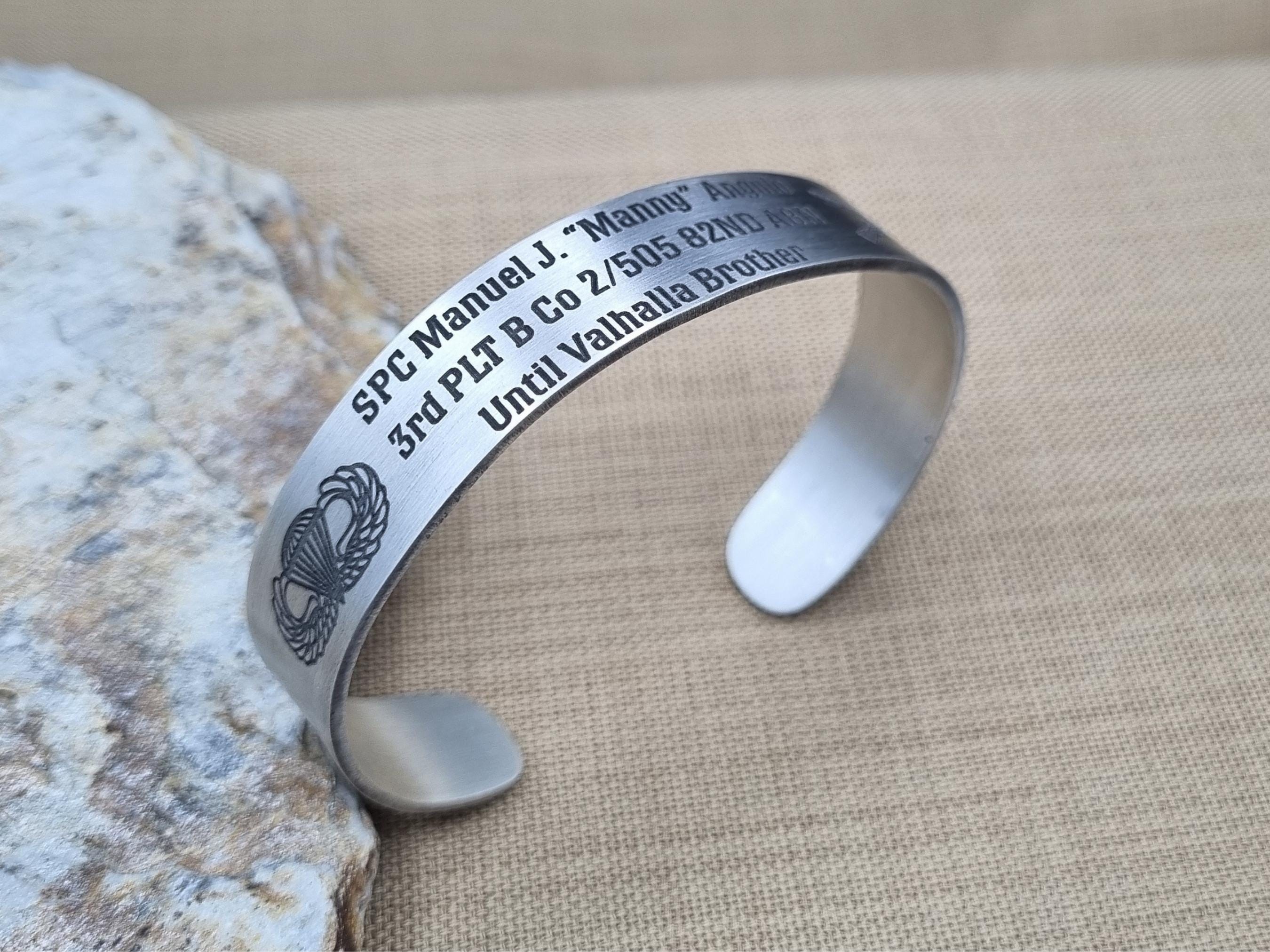 Personalized Remembrance Bracelet – 925 Sterling Silver Memorial Cuff for Fallen Soldiers, KIA, First Responders & Law Enforcement for Mens