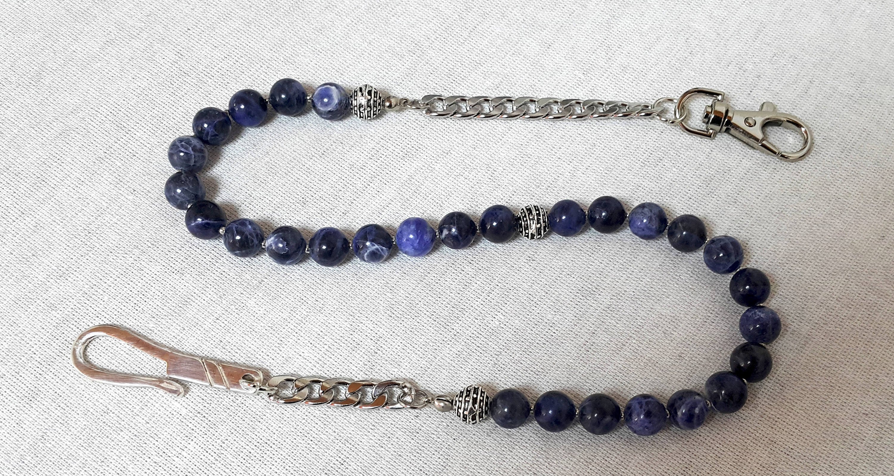 Deep Clarity – Blue Sodalite Wallet Chain with 925 Silver
