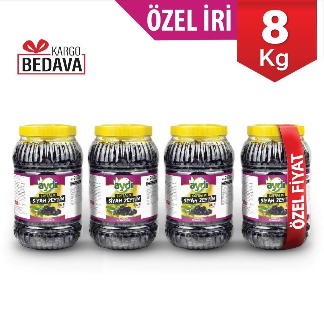 Özel İri Sofralık Gemlik Siyah Zeytin 8kg Kampanya