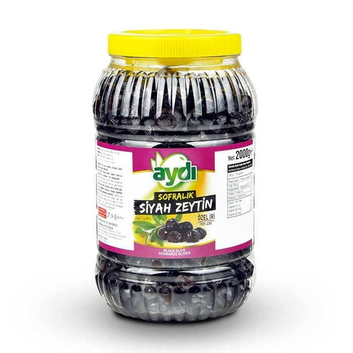 2 Kg pet *  12 Adet Özel İri Sofralık Gemlik Siyah Zeytin 200-230 kalibre