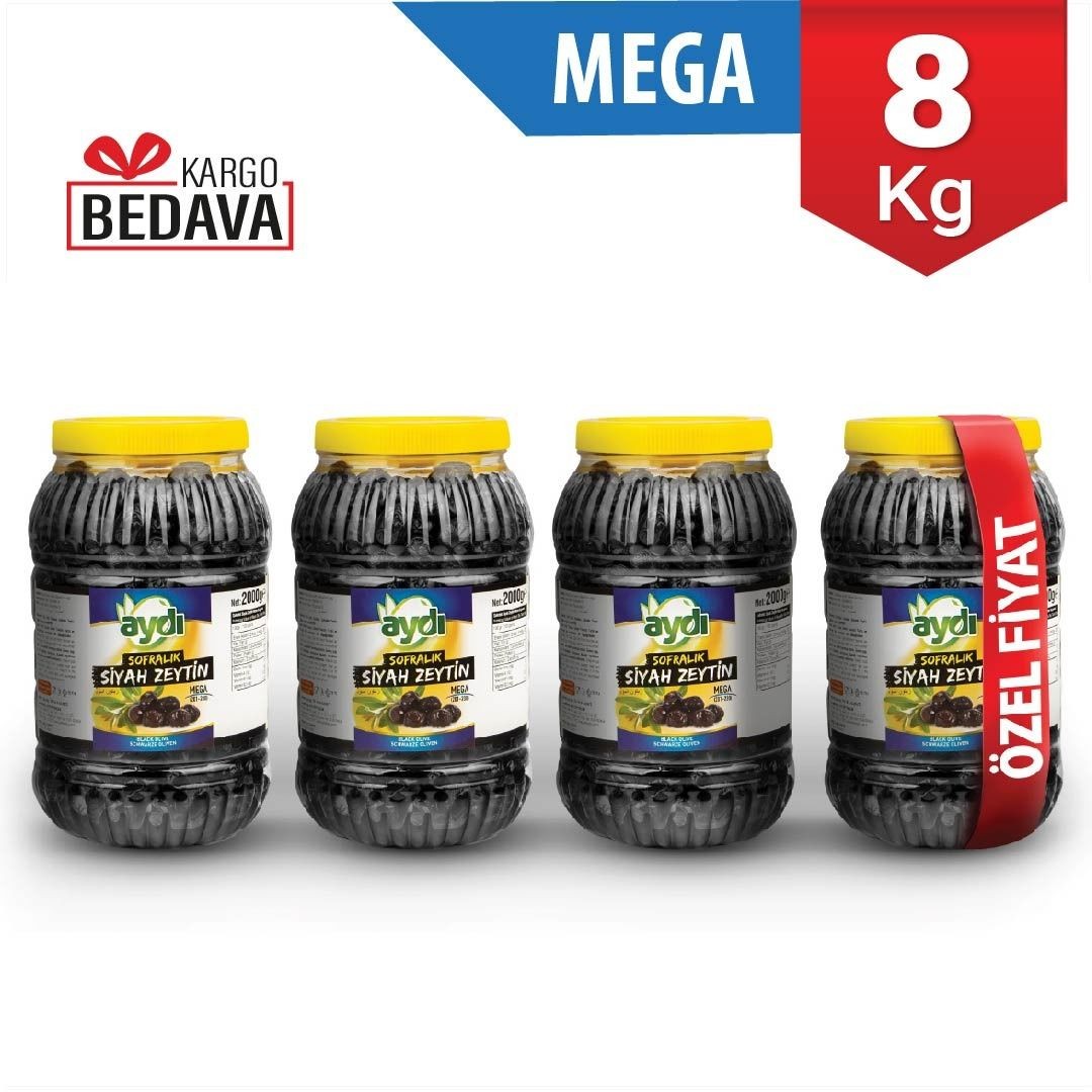 Mega Sofralık Gemlik Siyah Zeytin 8kg Kampanya