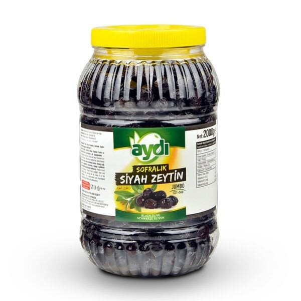 2 Kg pet * 12 Adet Jumbo Sofralık Gemlik Siyah Zeytin 261-290 kalibre