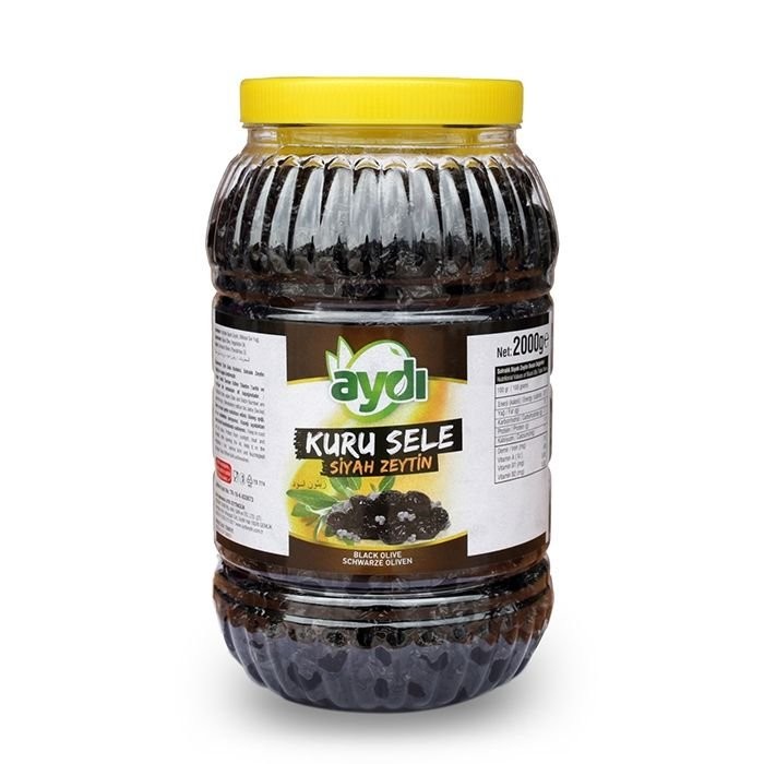 2 Kg pet * 12 Adet Tuzsuz Kuru Sele Sofralık Gemlik Siyah Zeytin 291-350 kalibre