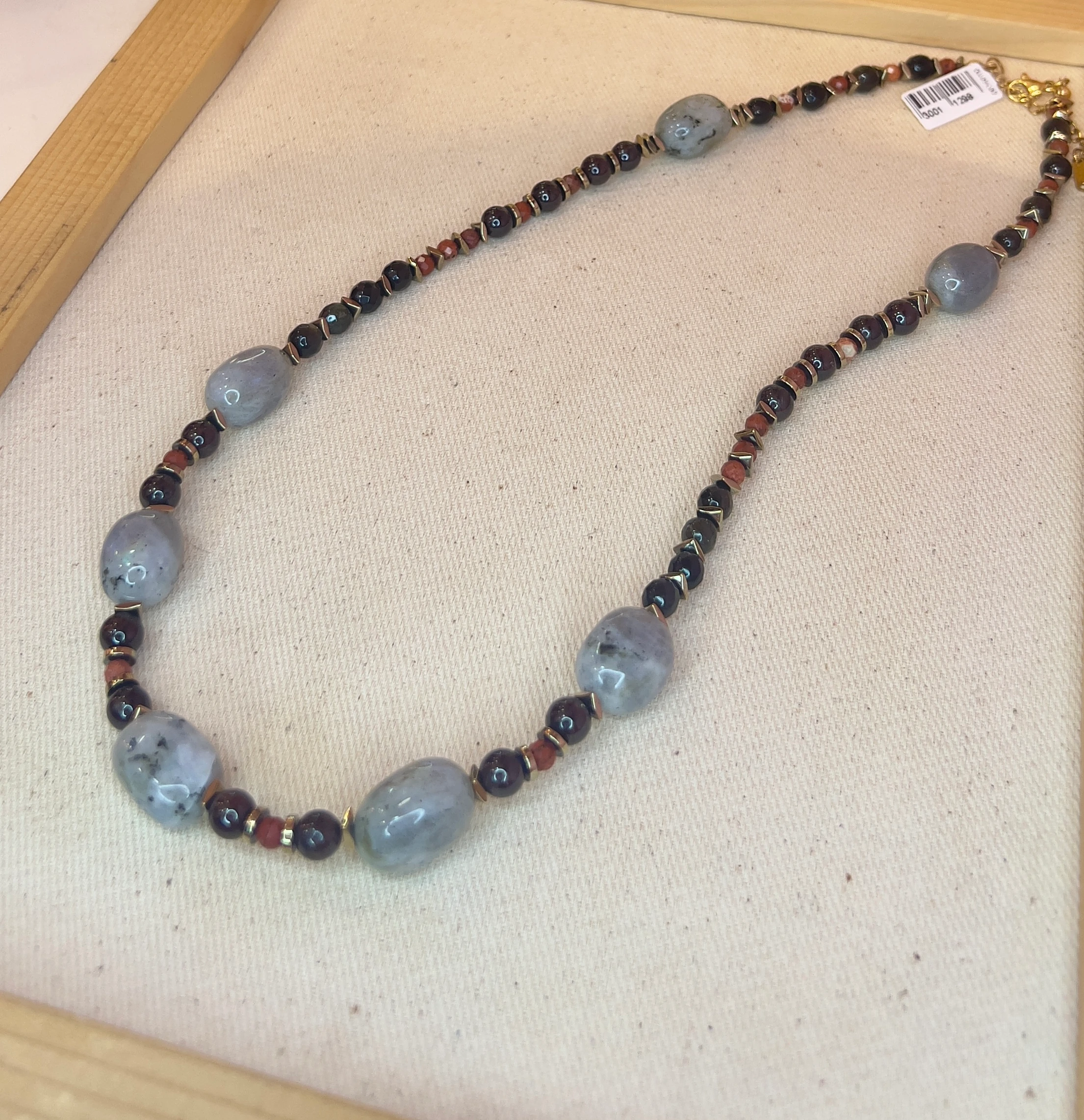 Lal Opsidyen ve Kırmızı Jesper Doğal Taş Kolye