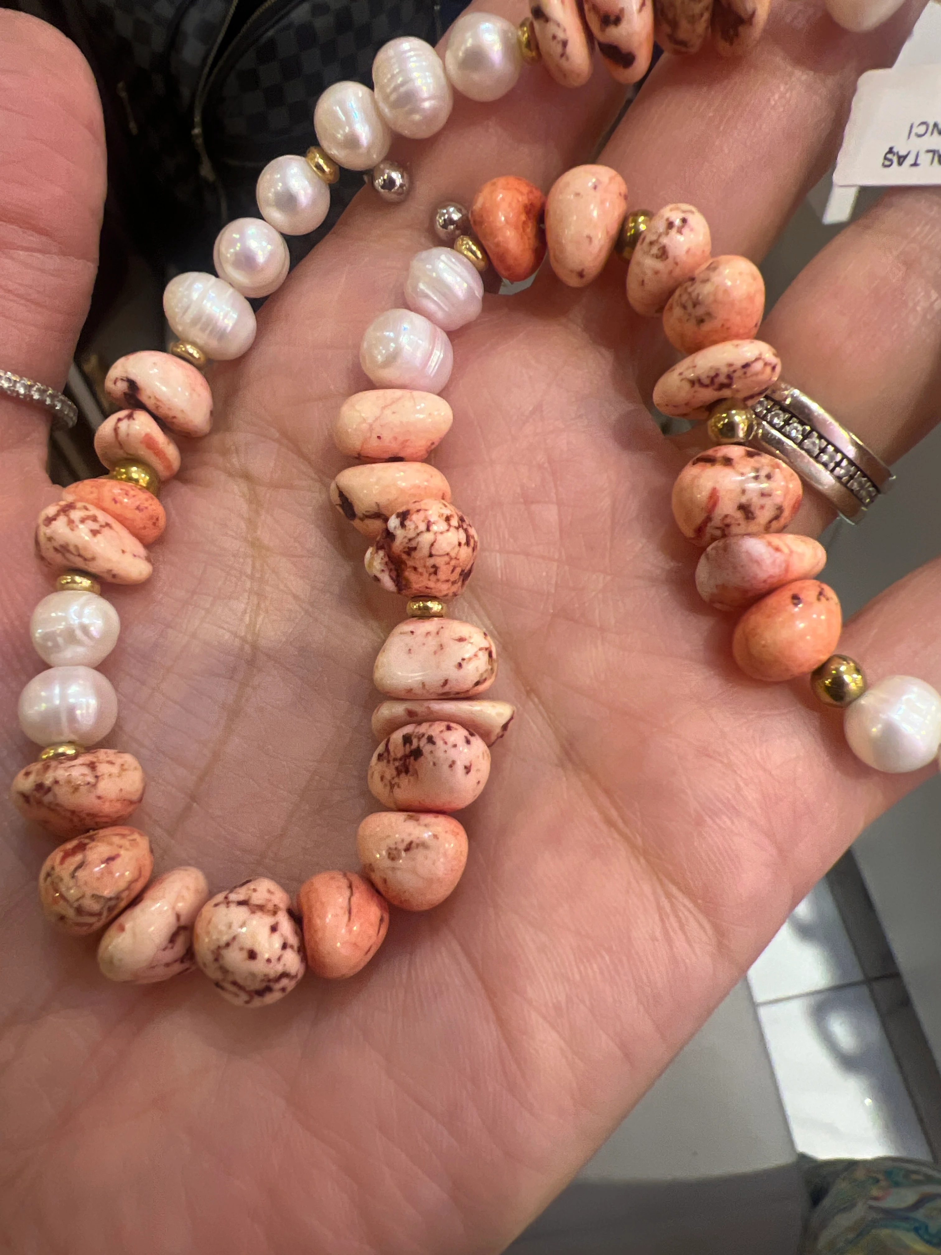 Pembe Mercan İnci Kolye