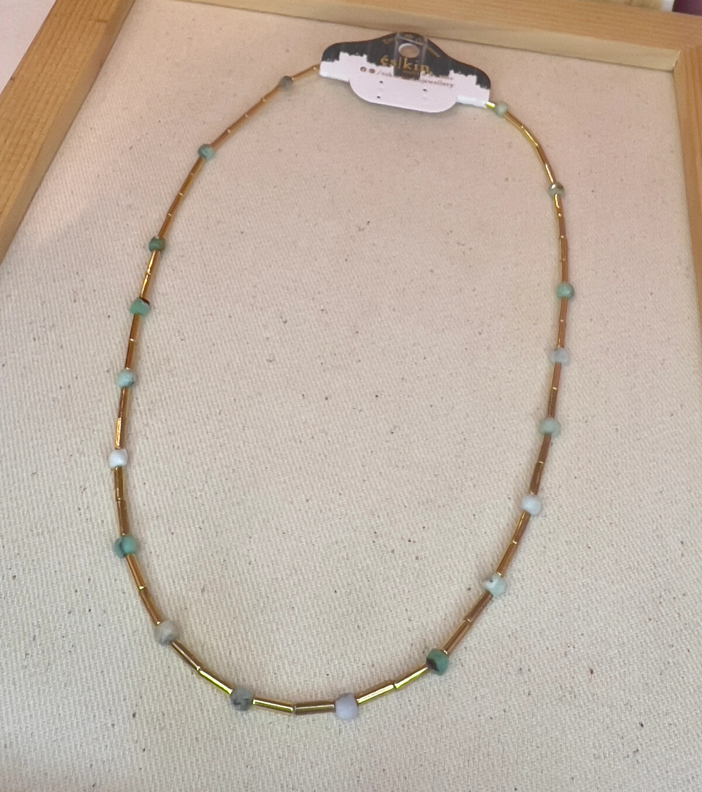 Boru Hematit ve Amazonit kolye