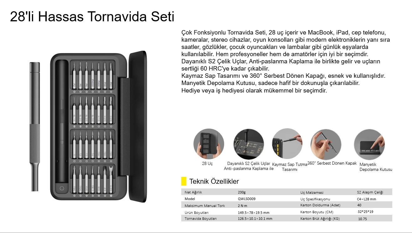 HOTO 28'i 1 arada Hassas Tornavida Seti