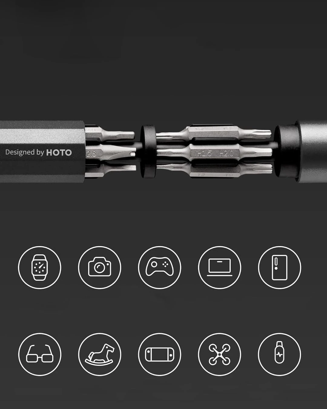 HOTO 24'ü 1 arada Hassas Tornavida Gri