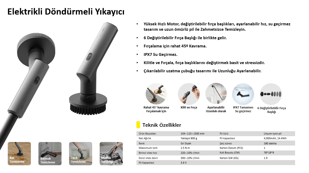 HOTO Elektrikli Döndürmeli Yıkayıcı