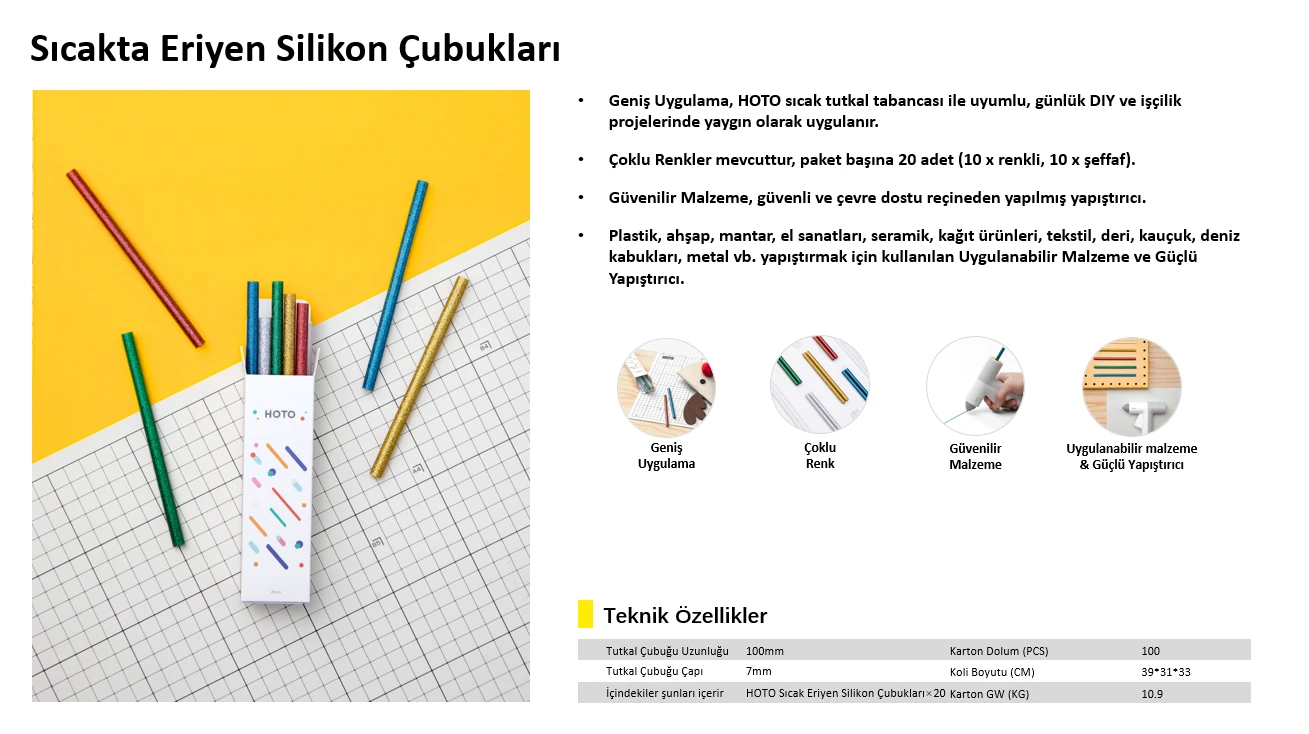 HOTO Sıcakta Eriyen Silikon Çubuklar