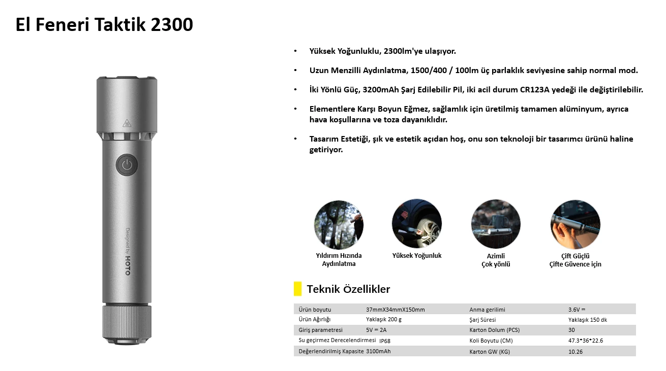 Hoto Taktik El Feneri 2300