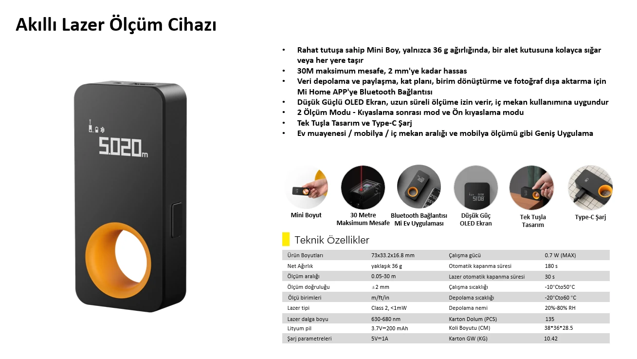 HOTO Akıllı Lazer Ölçüm Cihazı