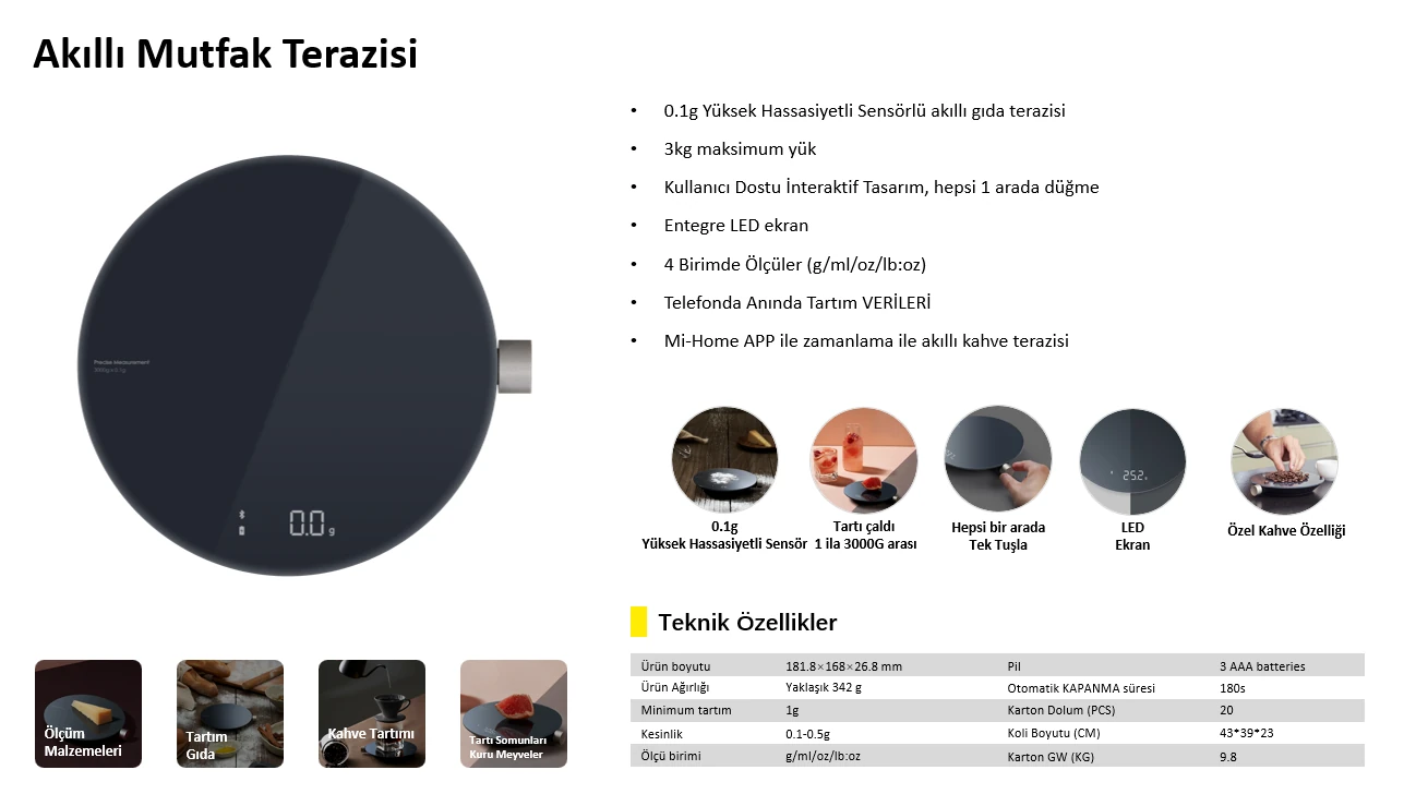 HOTO Akıllı Mutfak Terazisi