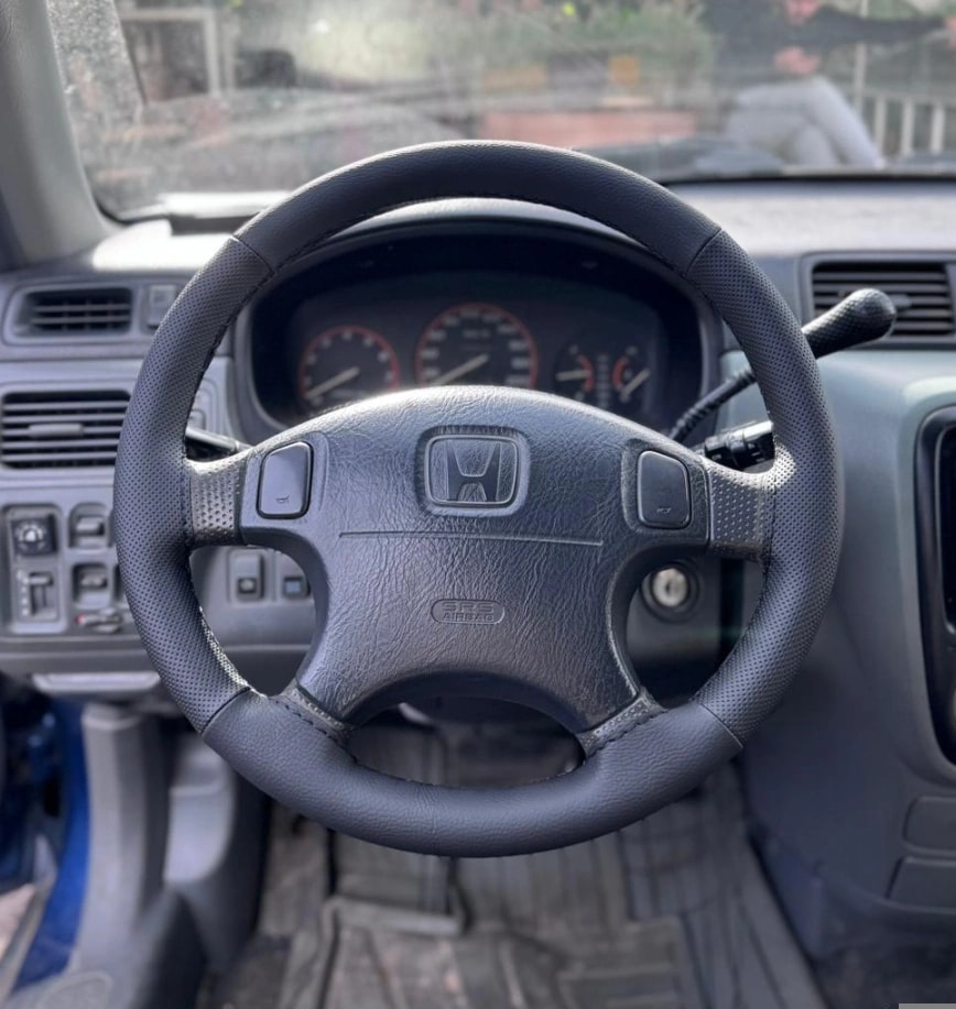 Dikişli Direksiyon Kılıfı Siyah / Noktalı Deri Siyah Dikişli Honda Cr-v / Civic Ls İçin Karışık