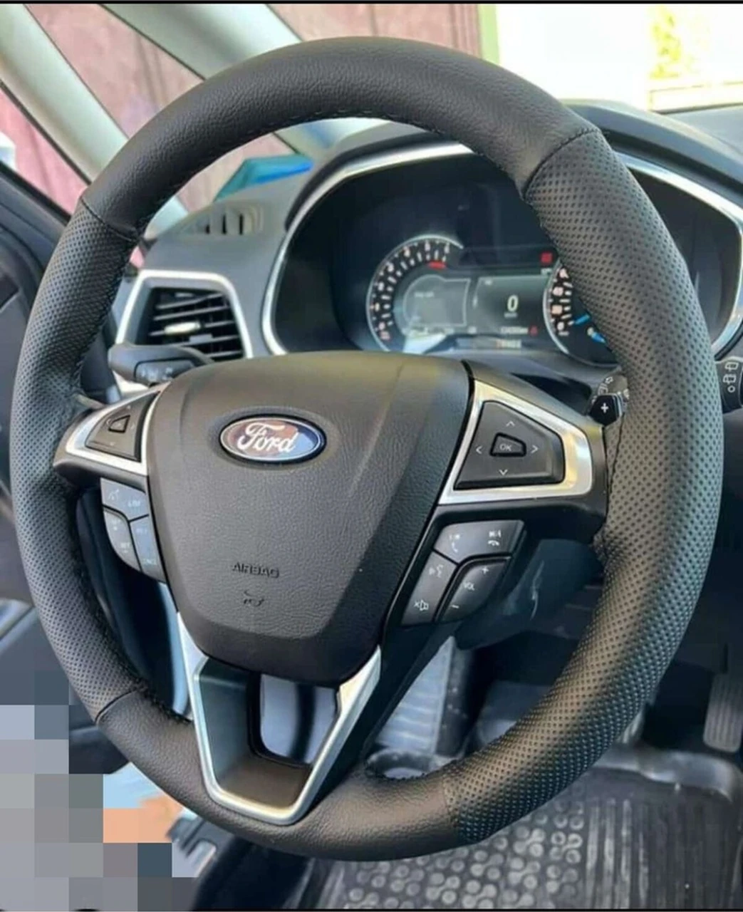 Dikişli Deri Direksiyon Kılıfı Damarlı Noktalı İthal Deri Siyah Dikişli Ford Grubu Siyah