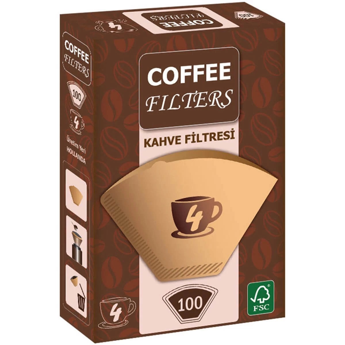 Coffee Filters Brown Filtre Kahve Kağıdı 4 Numara (100 Adet)