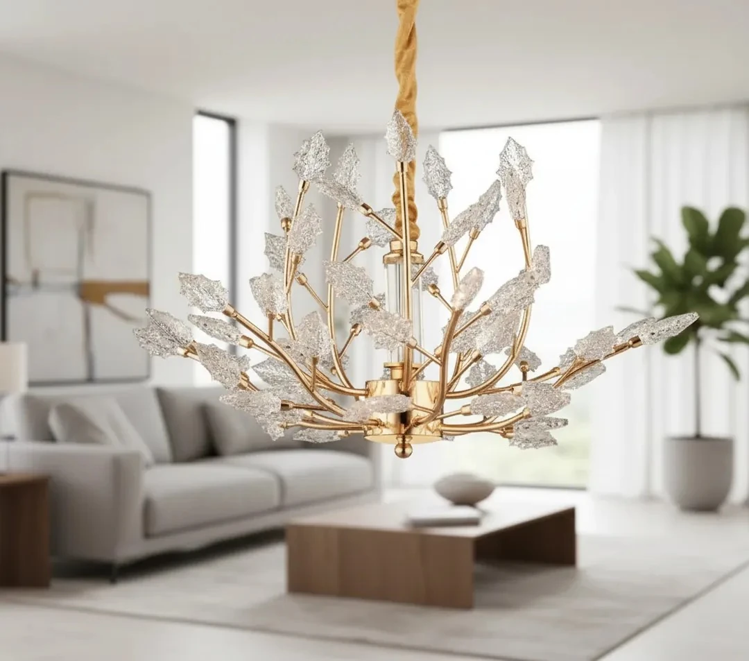 Lüks Salon Avize Fiyatları  Kristal Taşlı Gold Renkli 2026 SK1599