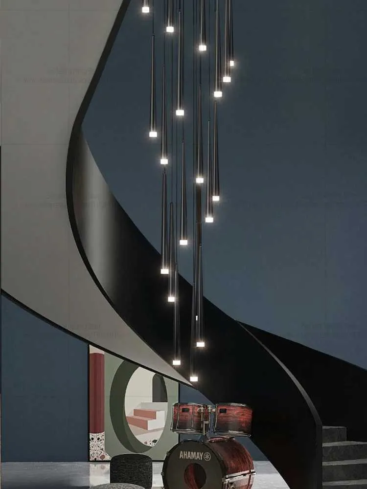 Merdiven avizesi Dubleks villa  İskandinav restoranı loft  Uzun sarkıt aydınlatma