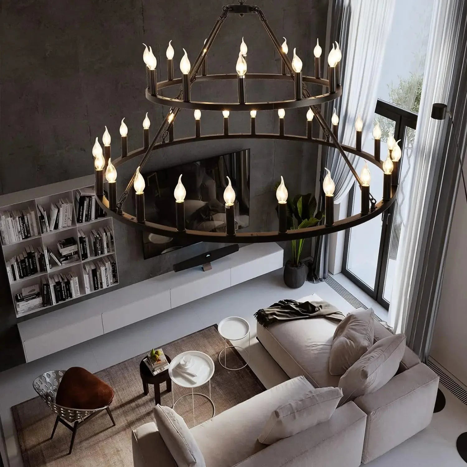 Villa merdiven boşluğu avizesi