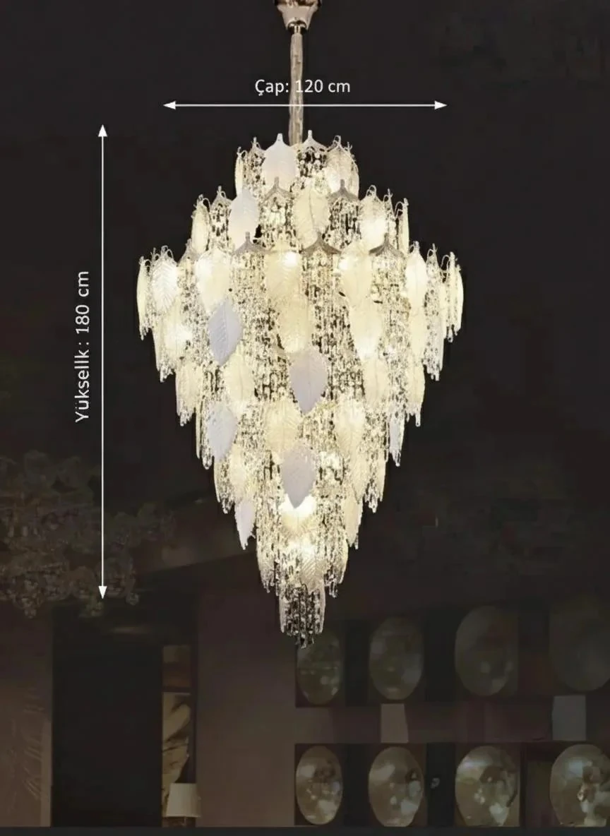 Kristal Taşlı Galeri Boşluğu Merdiven Avize Modelleri 