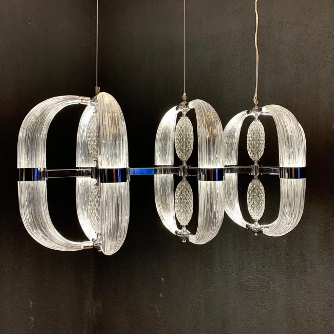 Lüks Avize Fiyatları – Gold Halkalı Masa Üstü Avize 120 cm Minimal Tasarım