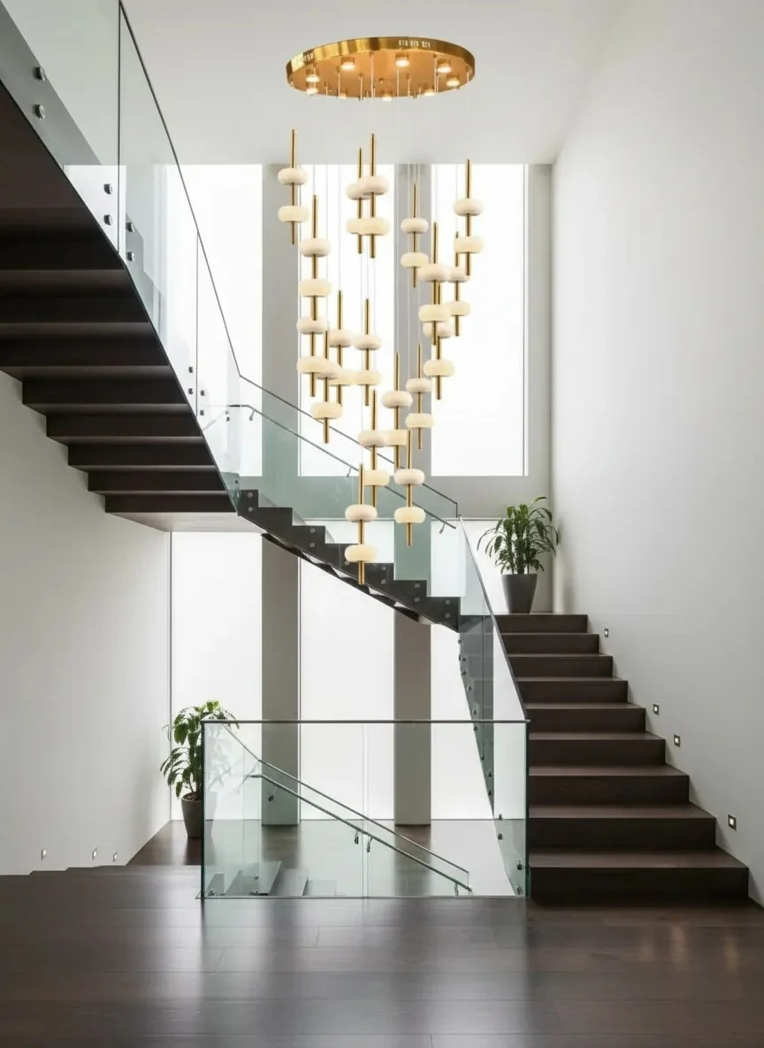 Merdiven Boşluğu Avize Villa Triplex Aydınlatma Gold Renk SK4199