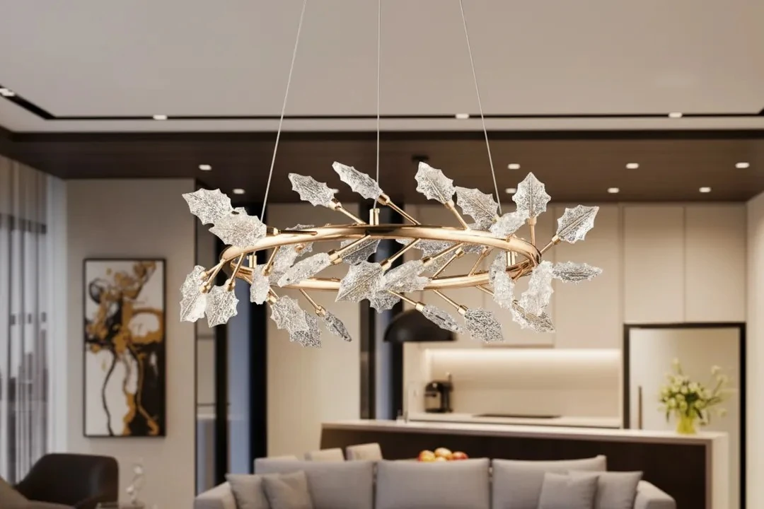 Lüks Salon Avize  Fiyatları Kristal Taşlı Gold Renkli SK1289