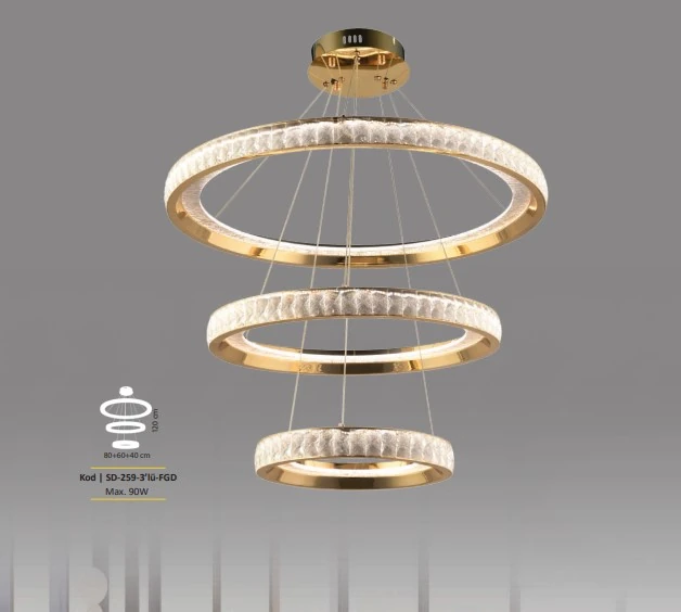 Lüks Dairesel LED Salon Avizesi – Modern ve Gösterişli Tasarım SK14500