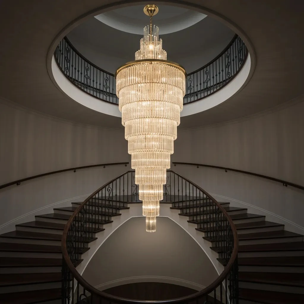 Merdiven Boşluğu Lüks Avize – Dikkat Çeken Kristal Taşlar  SK6489