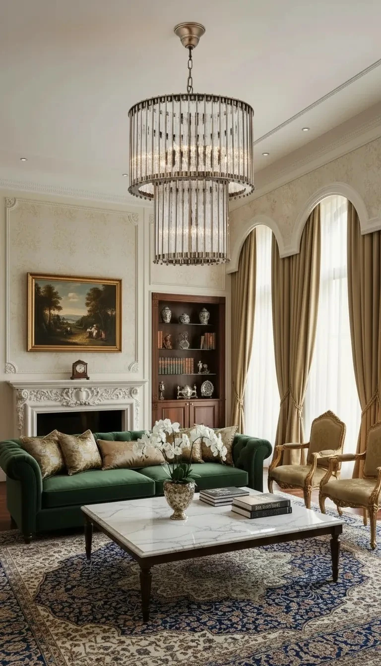 VİNTAGE SALON  AVİZESİ ESKİTME RENKLİ 60X40 CM 2 KATLI 