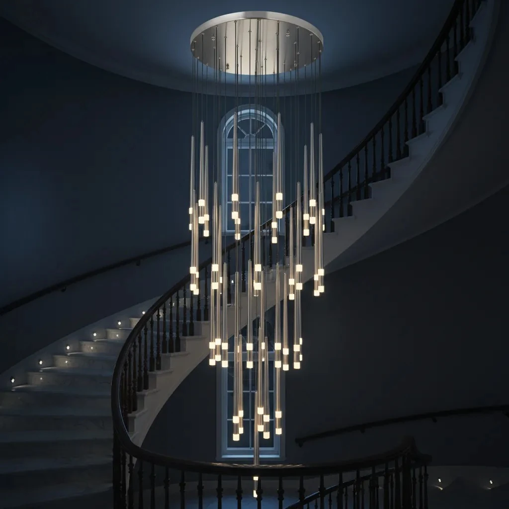 Merdiven Boşluğu Sarkıt Avize Krom Renk 30 lu SK5999